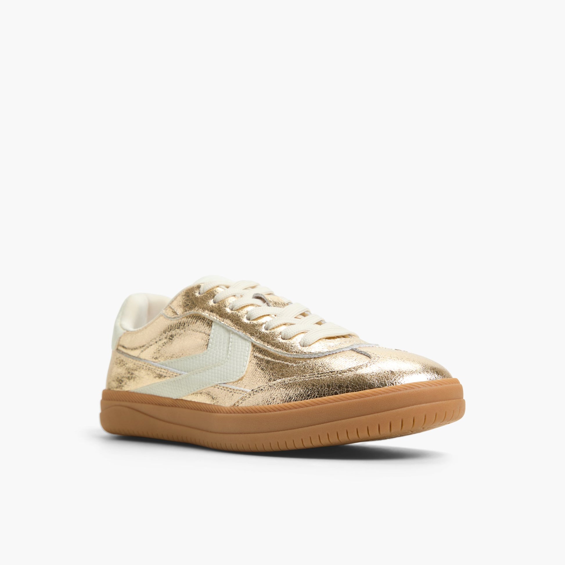 Three-quarter angle of Gold Salome Cup Sole Sneakers's front side