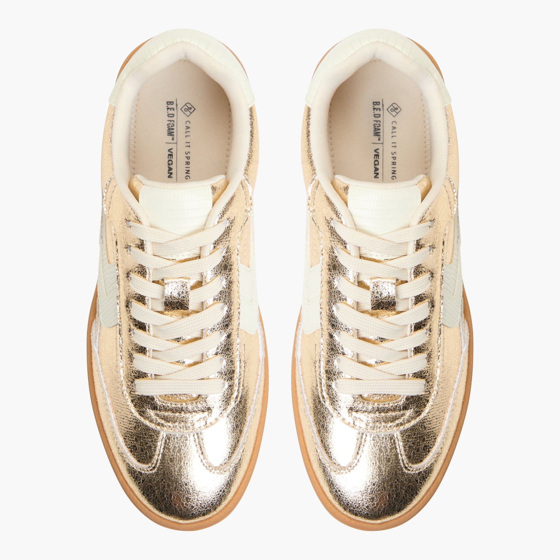 Top-down view of the Gold Salome Cup Sole Sneakers