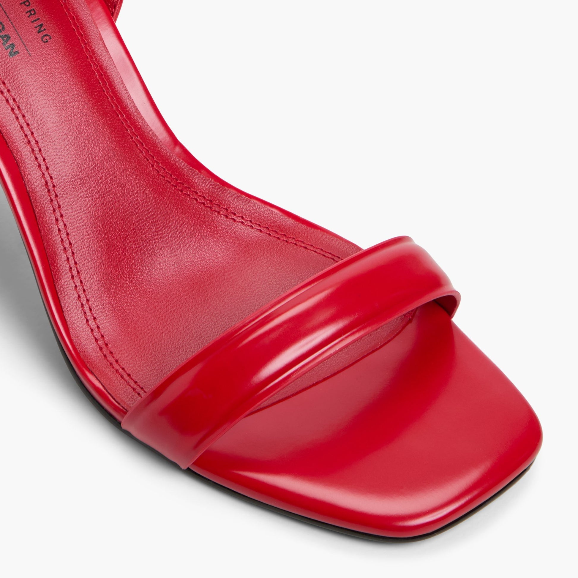 Close-up of the Red Nichole High Heel Sandals