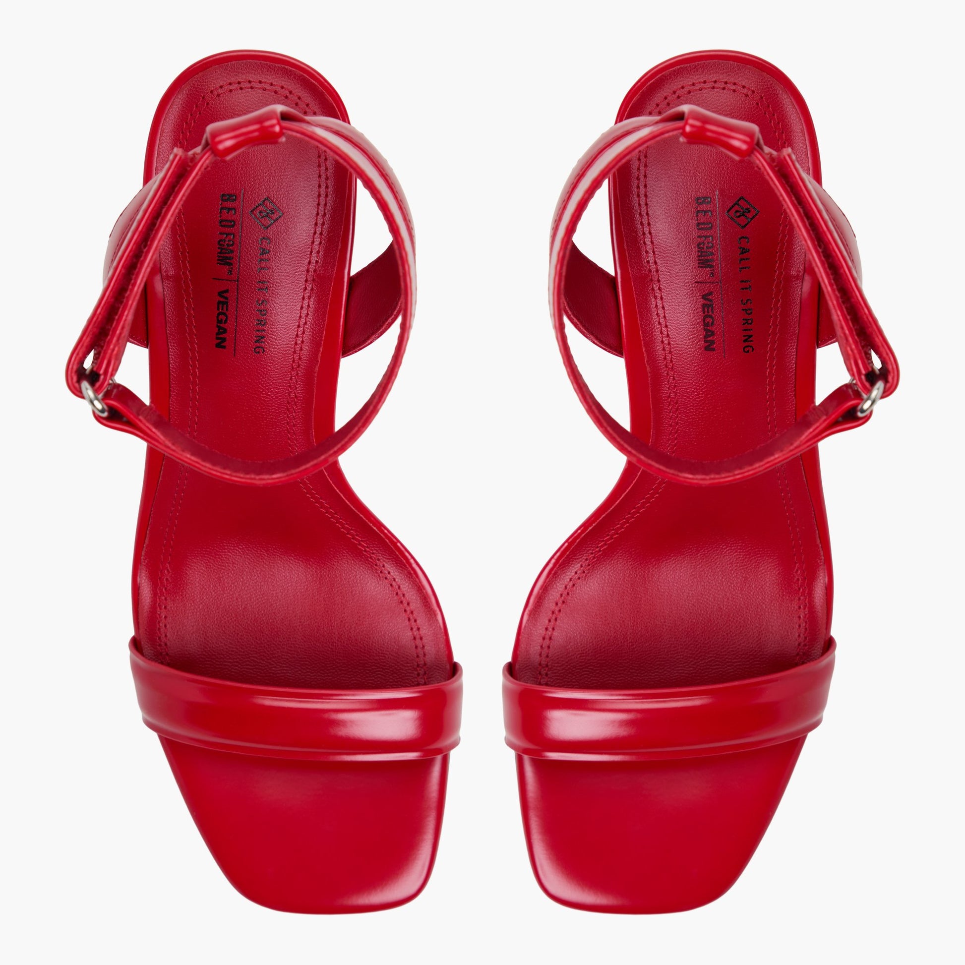 Top-down view of the Red Nichole High Heel Sandals