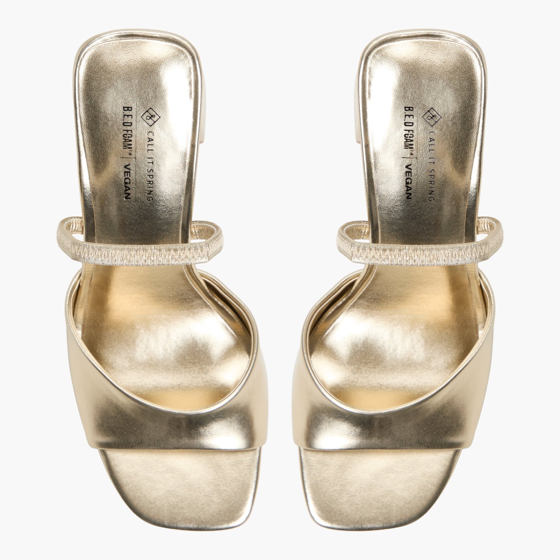 Top-down view of the Gold Chellsea Block Heel Slingback Sandals
