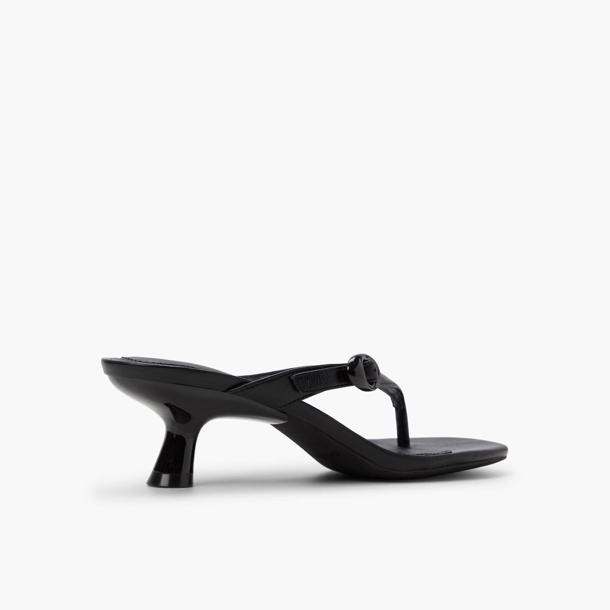 Three-quarter angle of Black Lollaa Kitten Heel Thong Sandals's back side