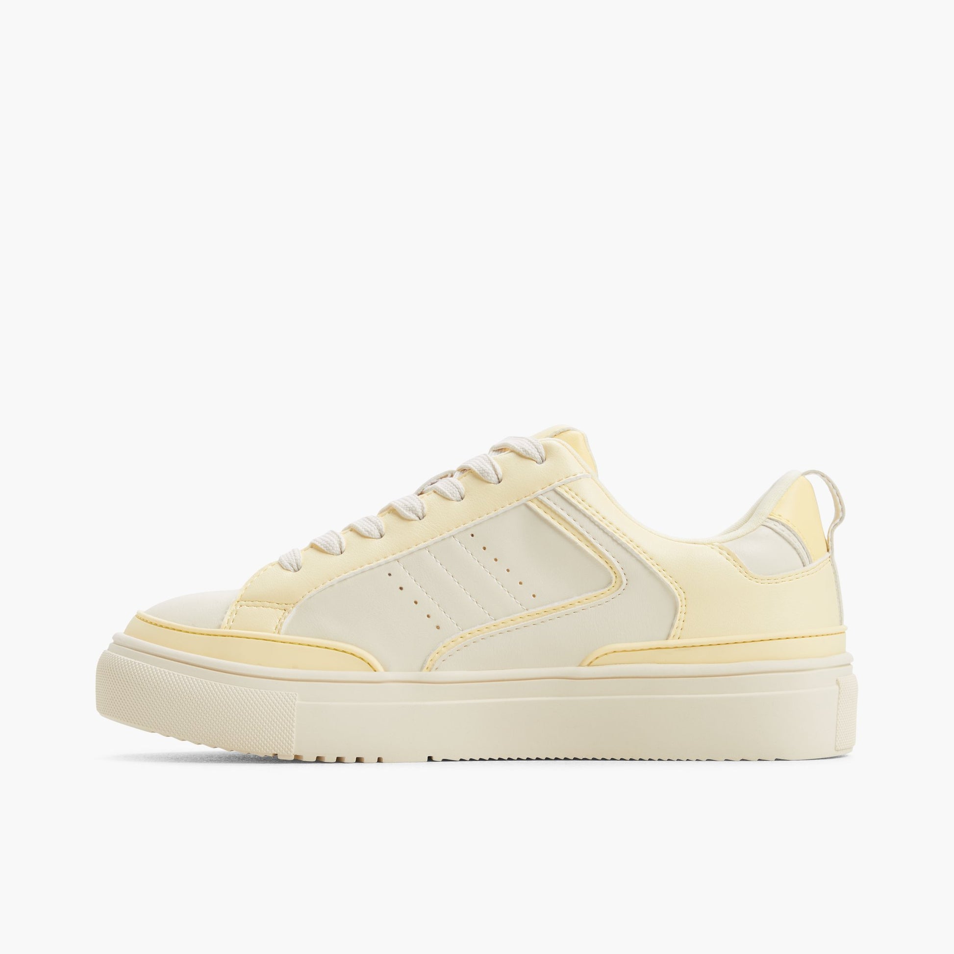 Side view of Light Yellow Tempest Cup Sole Sneakers