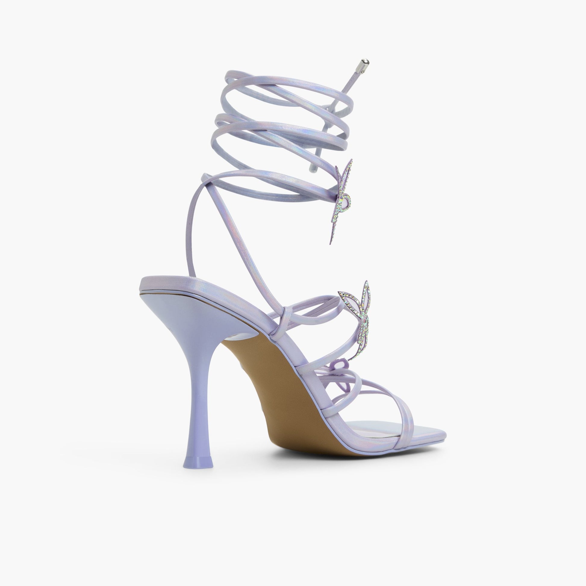 Three-quarter angle of Light Purple Bouquet Strappy High Heel Sandals's back side