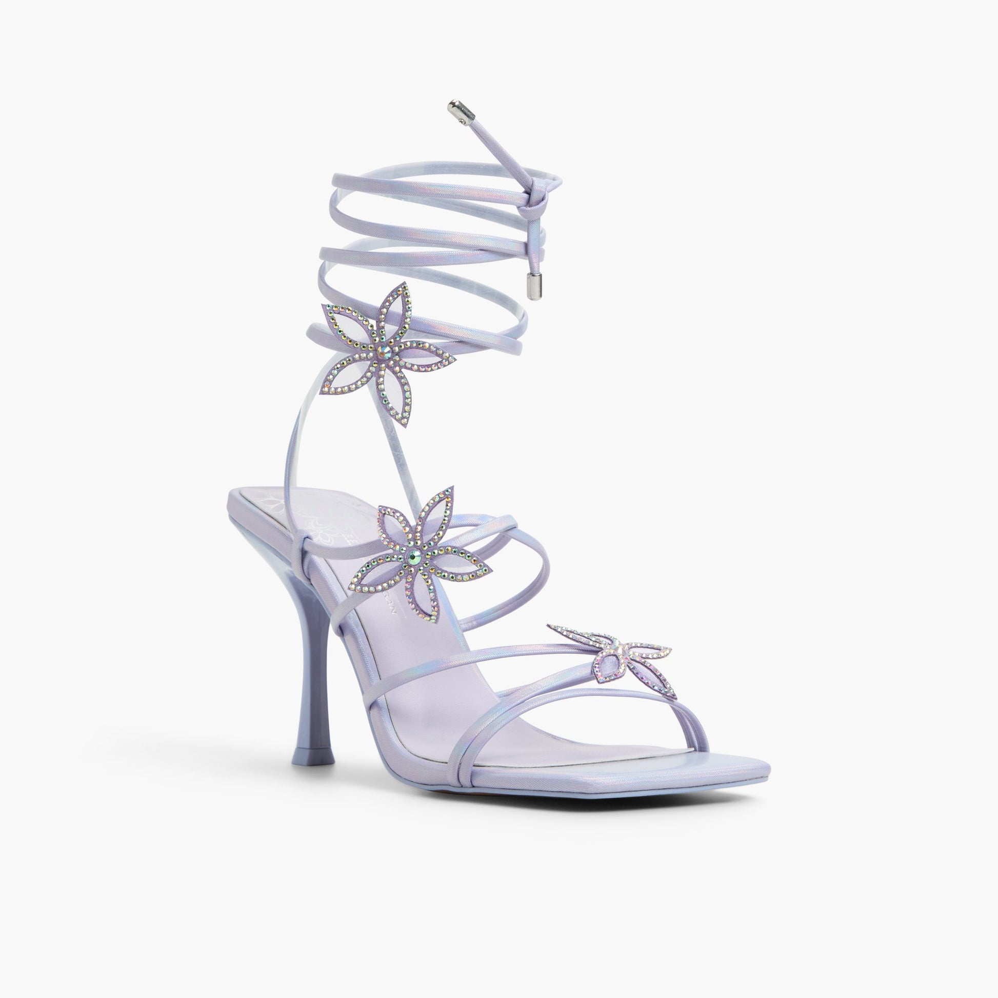 Three-quarter angle of Light Purple Bouquet Strappy High Heel Sandals's front side
