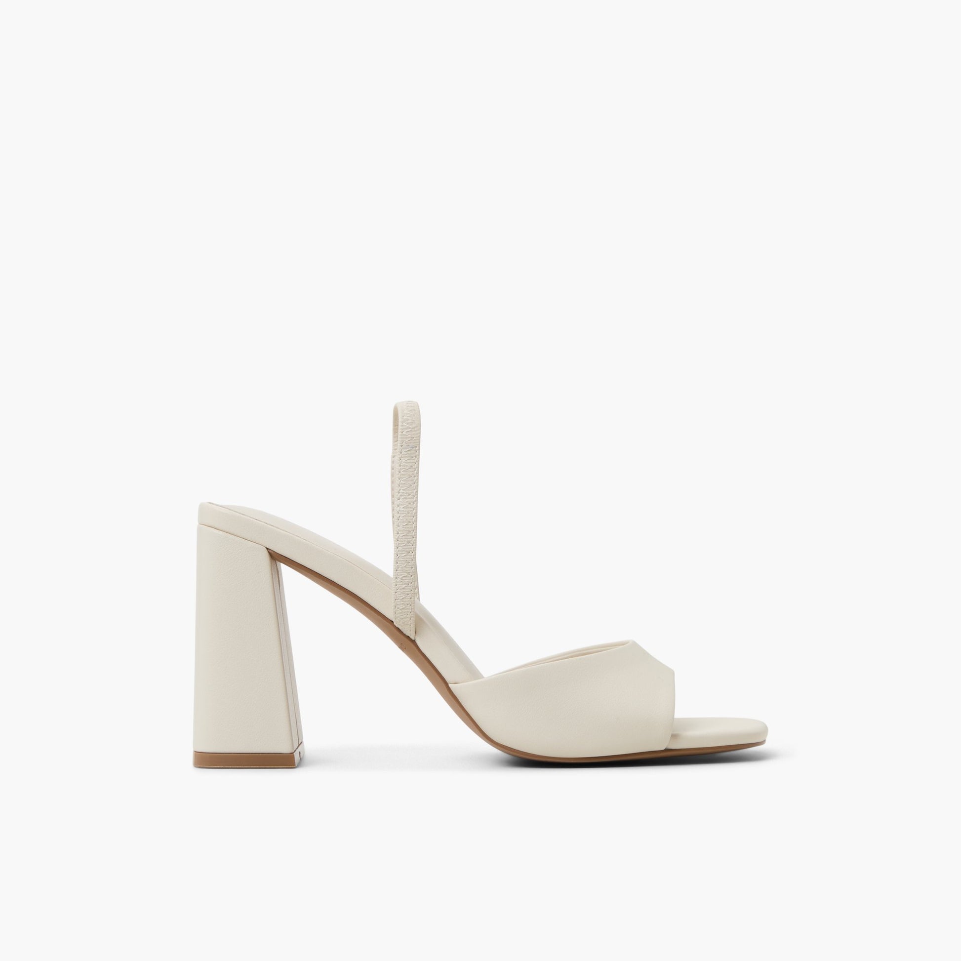Main View of Bone Chellsea Block Heel Slingback Sandals for Womens