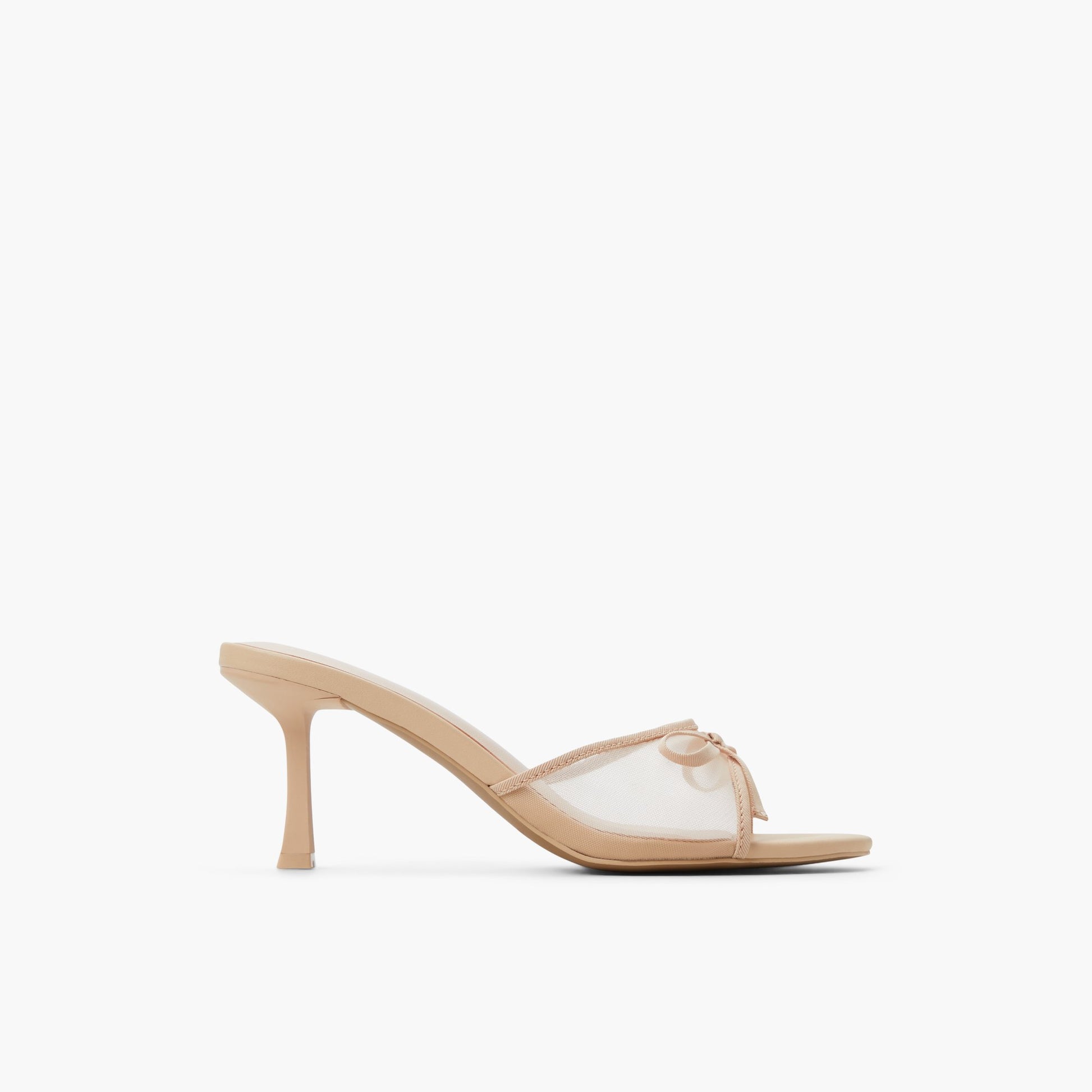 Main View of Beige Bettiie Mid Heel Mule Sandals for Womens