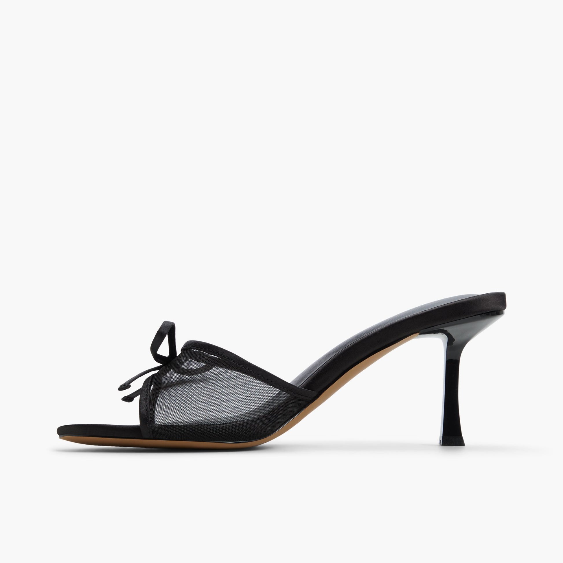Side view of Black Bettiie Heeled Mules