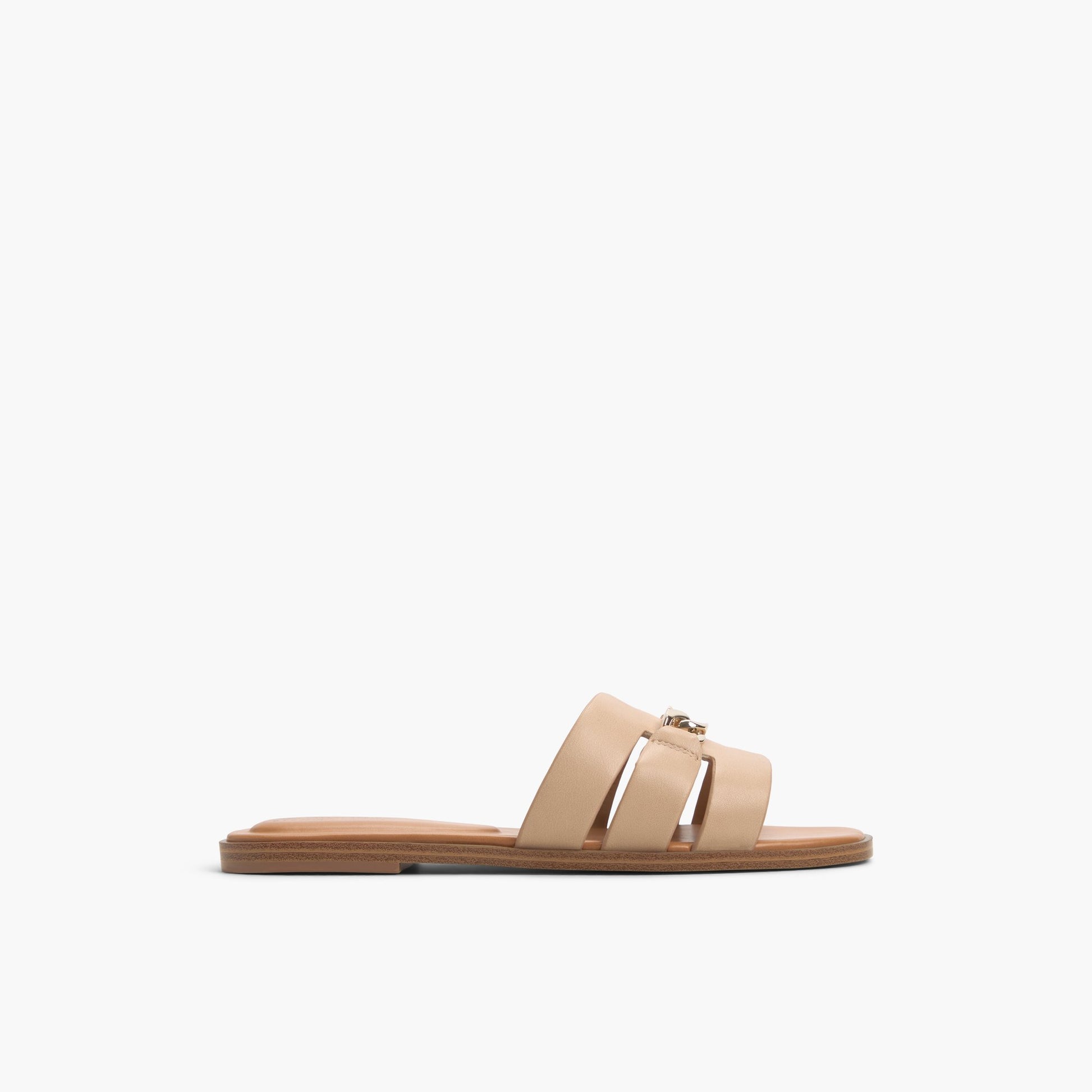 Main View of Medium Beige Serinna Slides for Womens