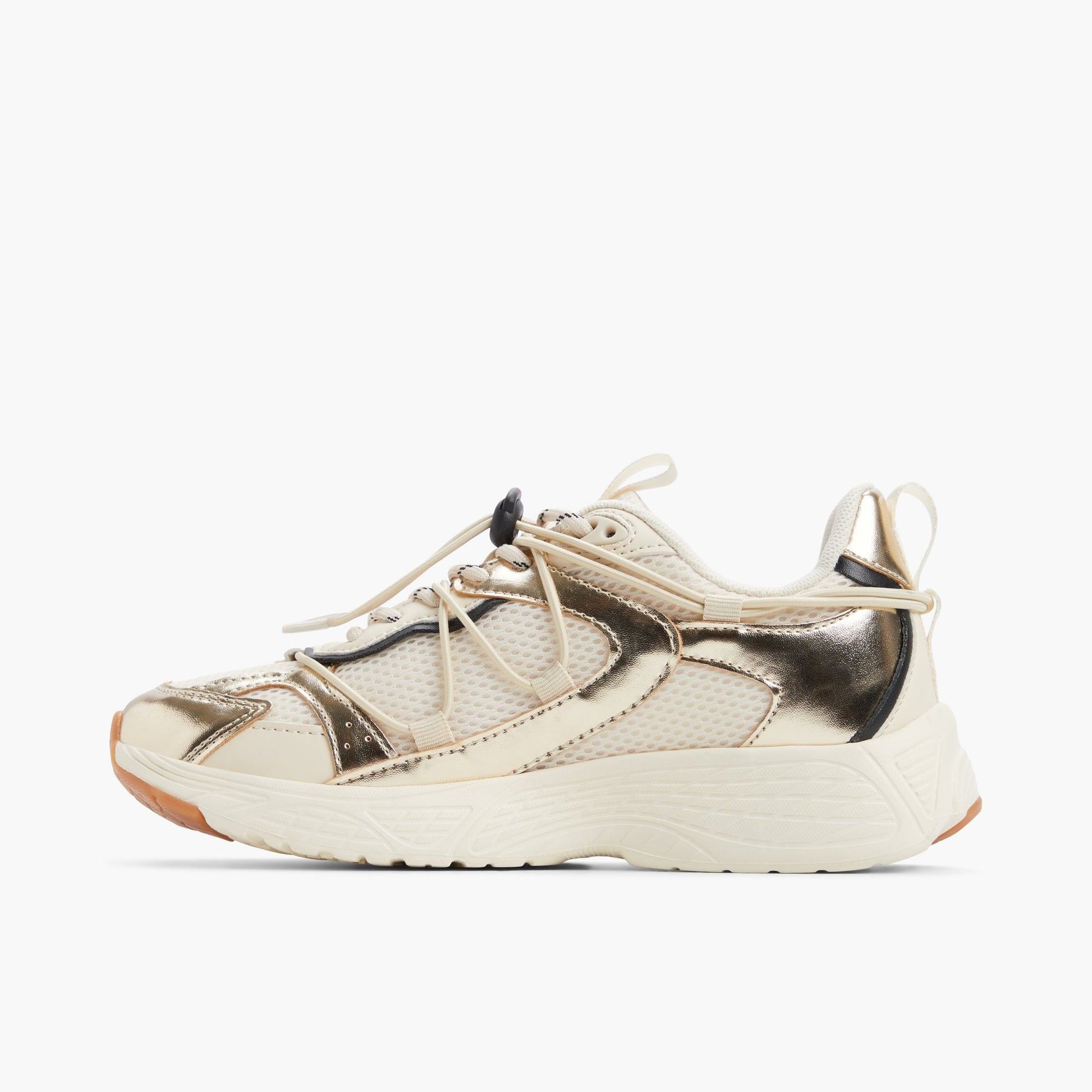 Side view of Gold Cielia Low-Top Sneakers