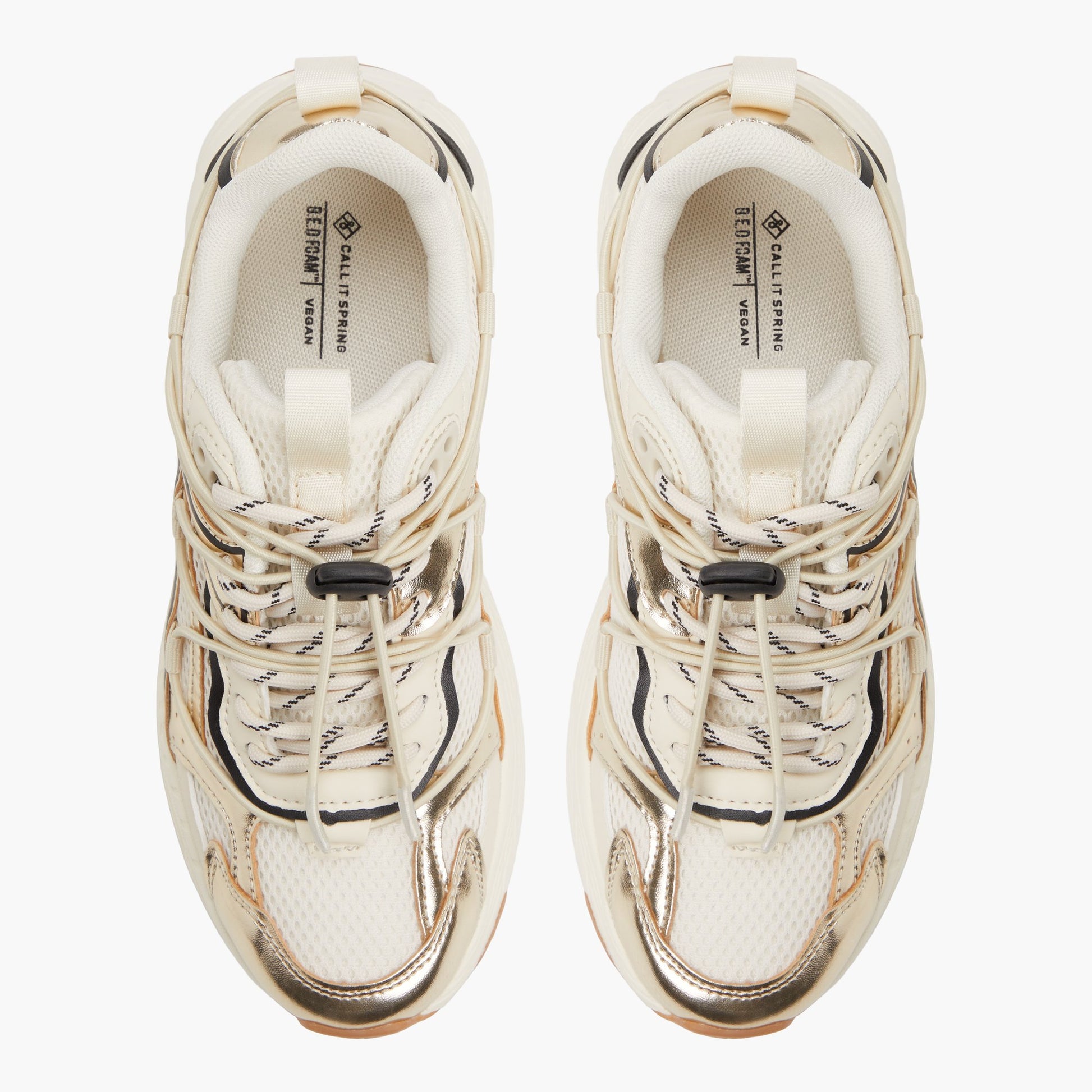 Top-down view of the Gold Cielia Low-Top Sneakers
