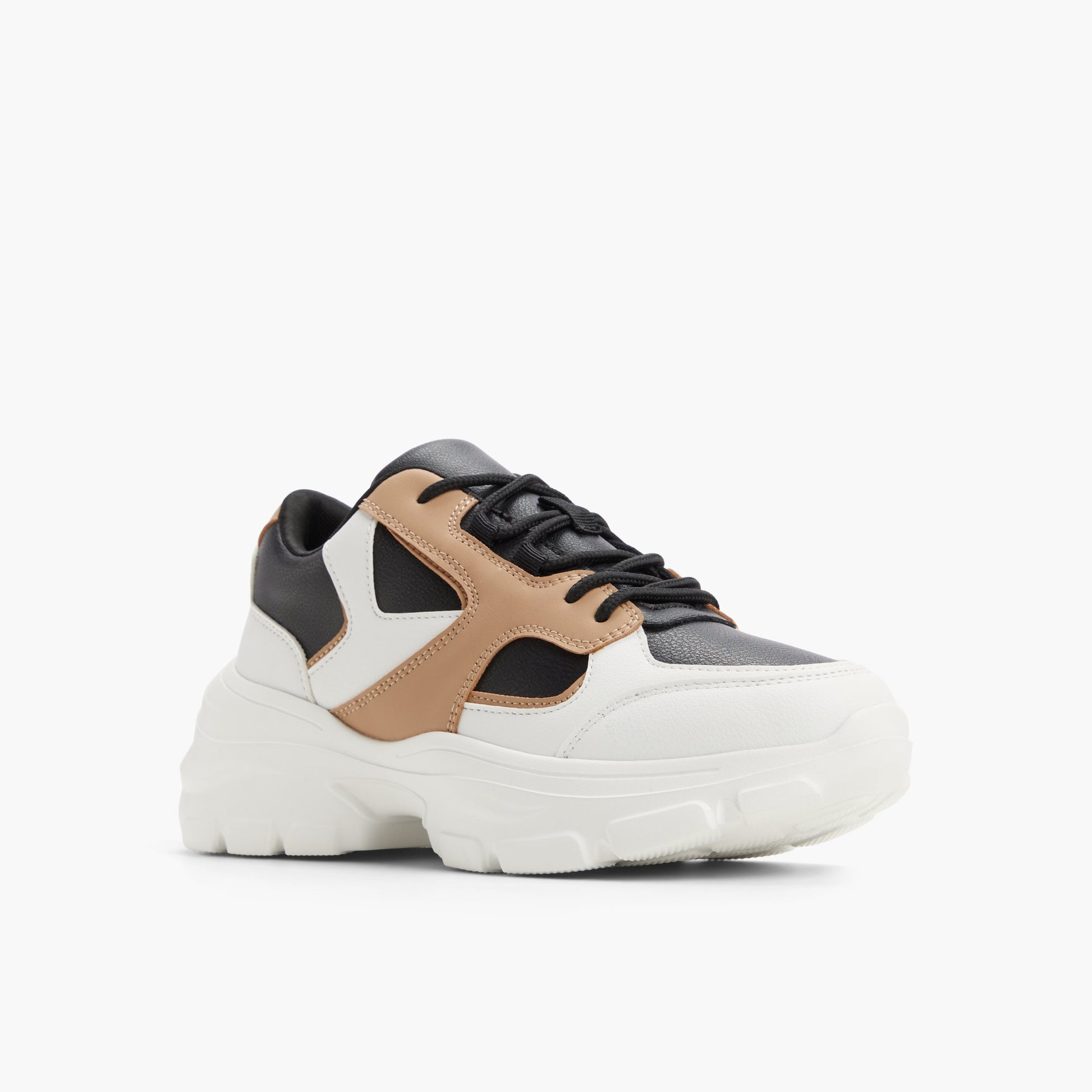 Three-quarter angle of Black Multi Lillah Chunky Low-Top Sneakers's front side
