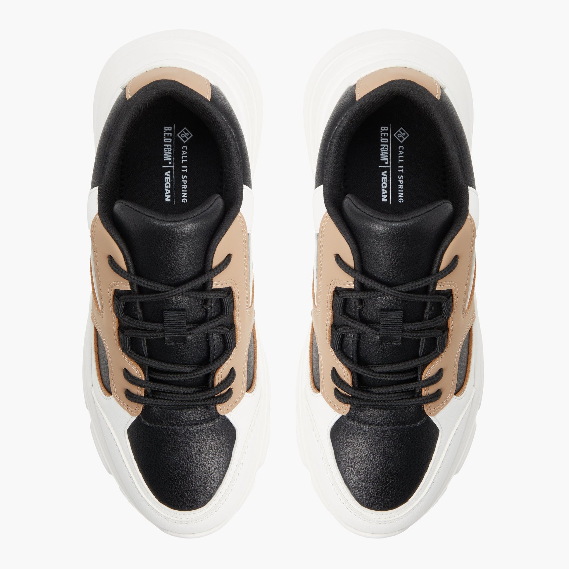 Top-down view of the Black Multi Lillah Chunky Low-Top Sneakers
