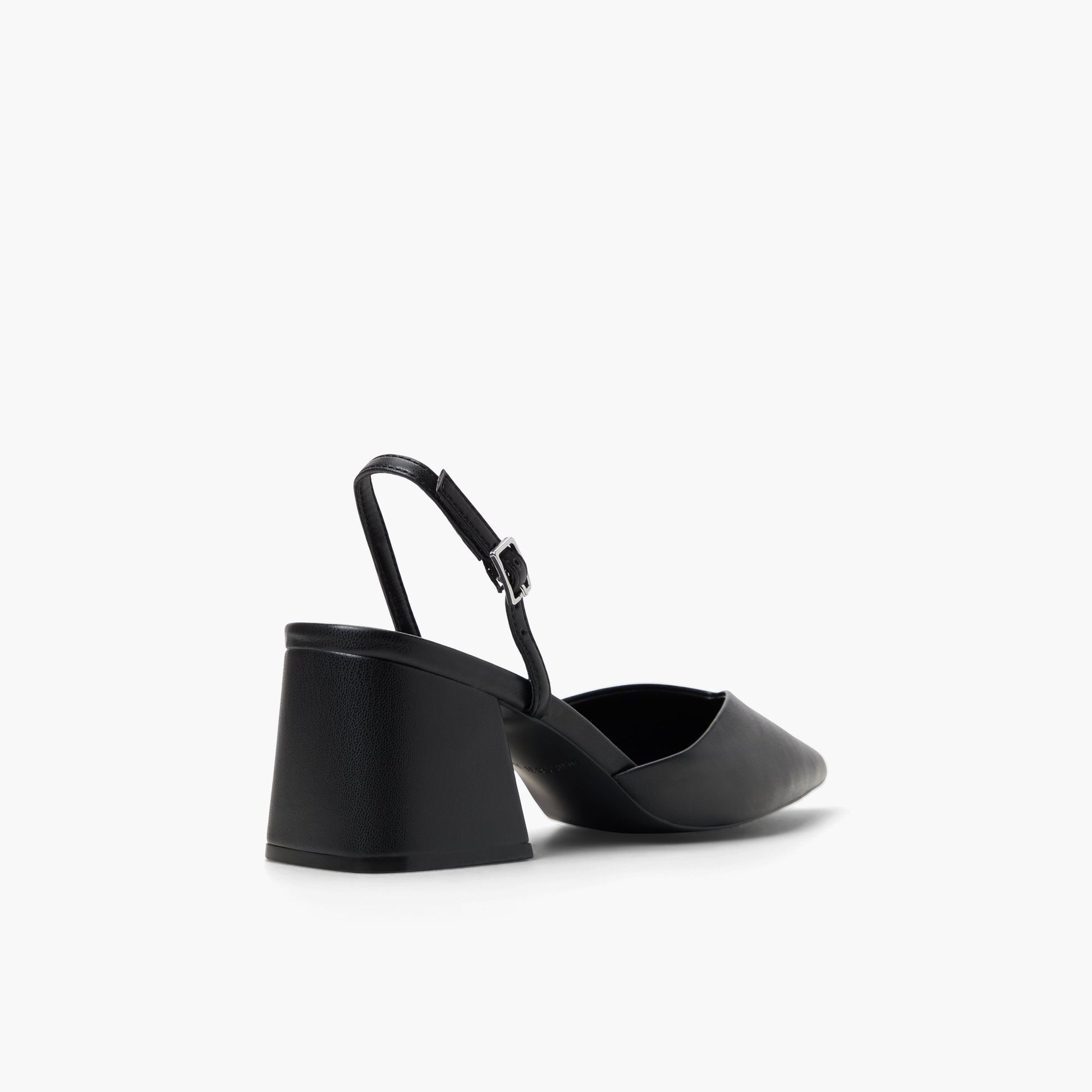 Three-quarter angle of Black Samiraa Slingback Block Heels's back side