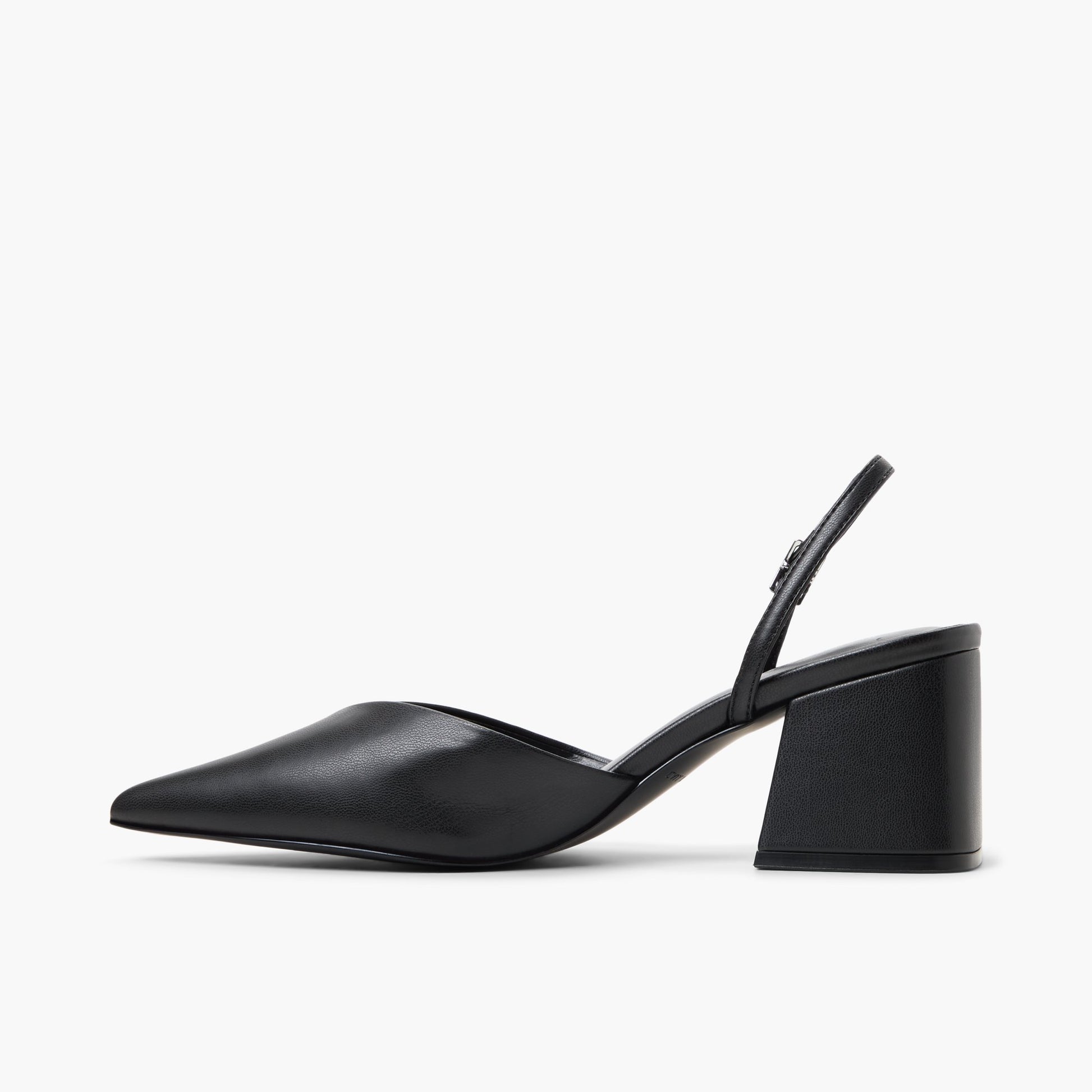 Side view of Black Samiraa Slingback Block Heels