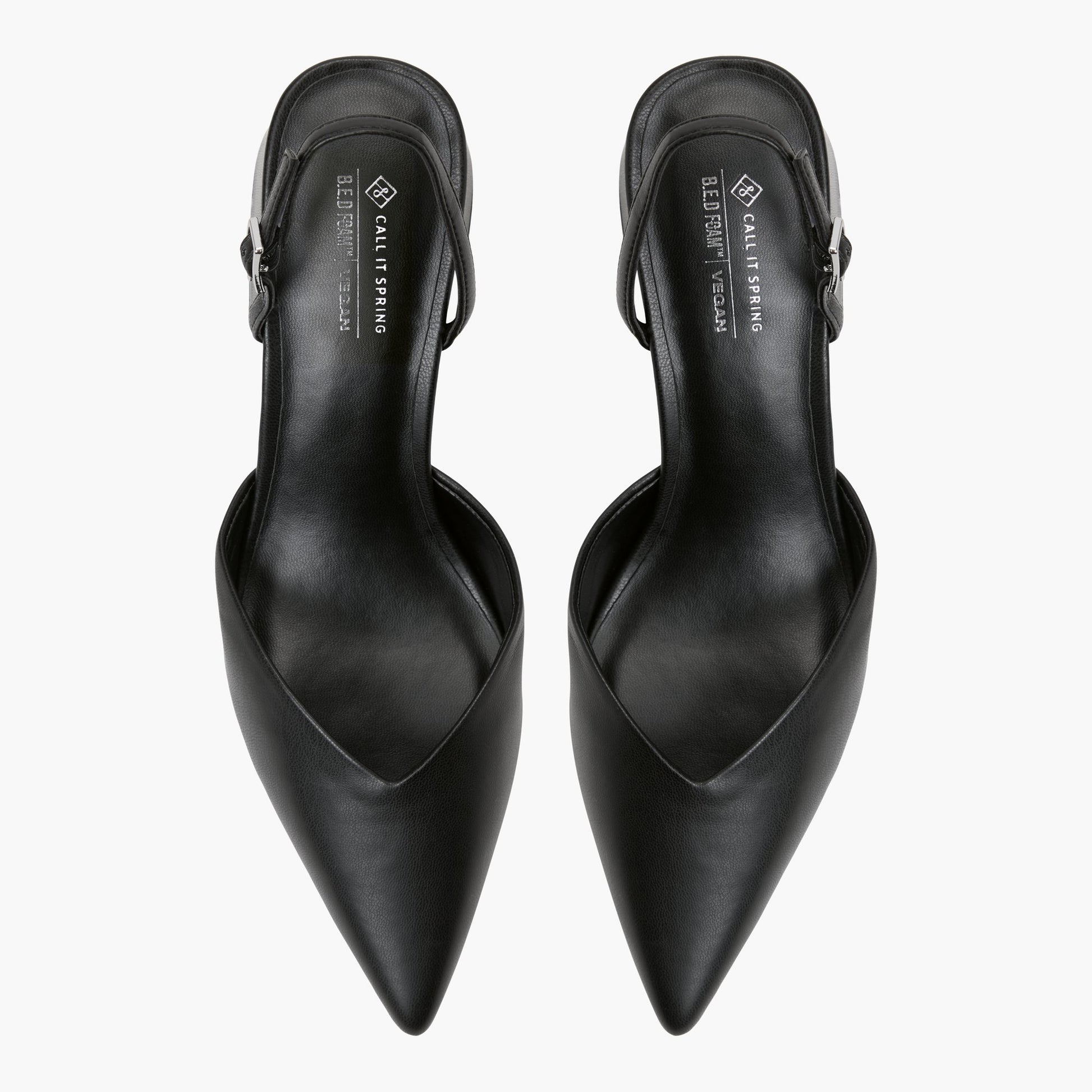 Top-down view of the Black Samiraa Slingback Block Heels