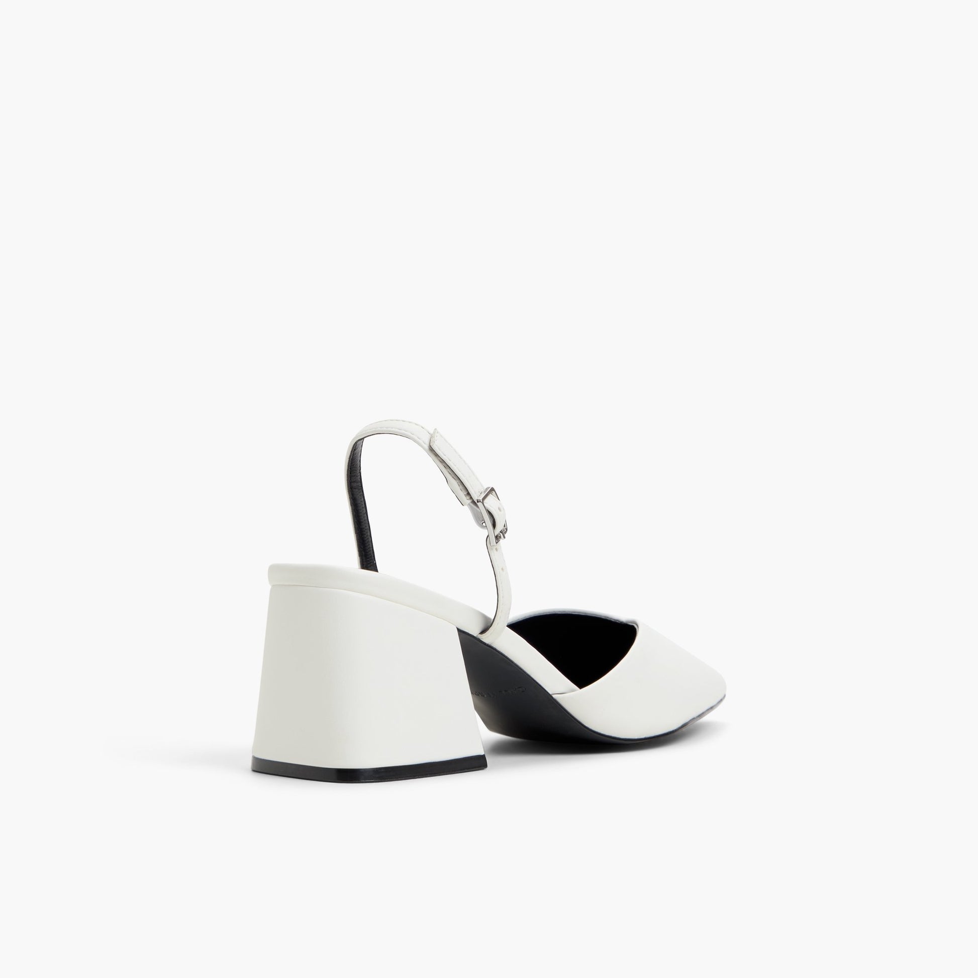 Three-quarter angle of White Samiraa Slingback Block Heels's back side