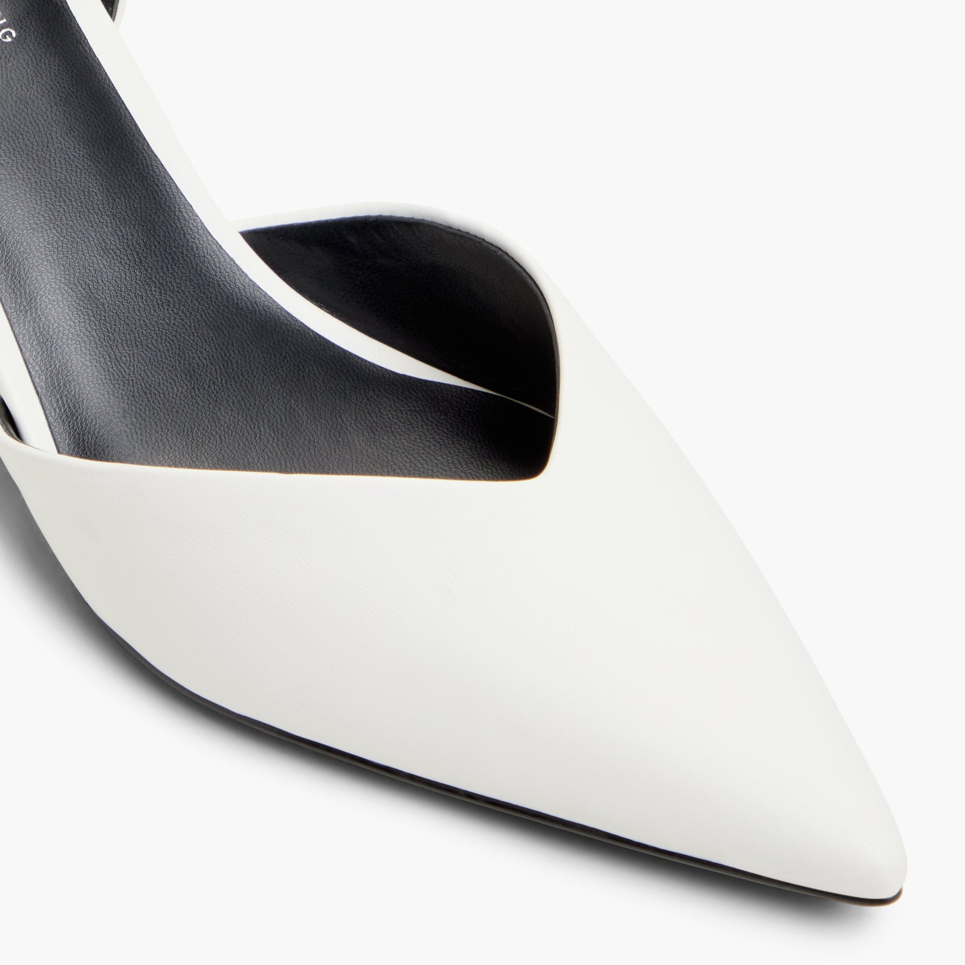 Close-up of the White Samiraa Slingback Block Heels