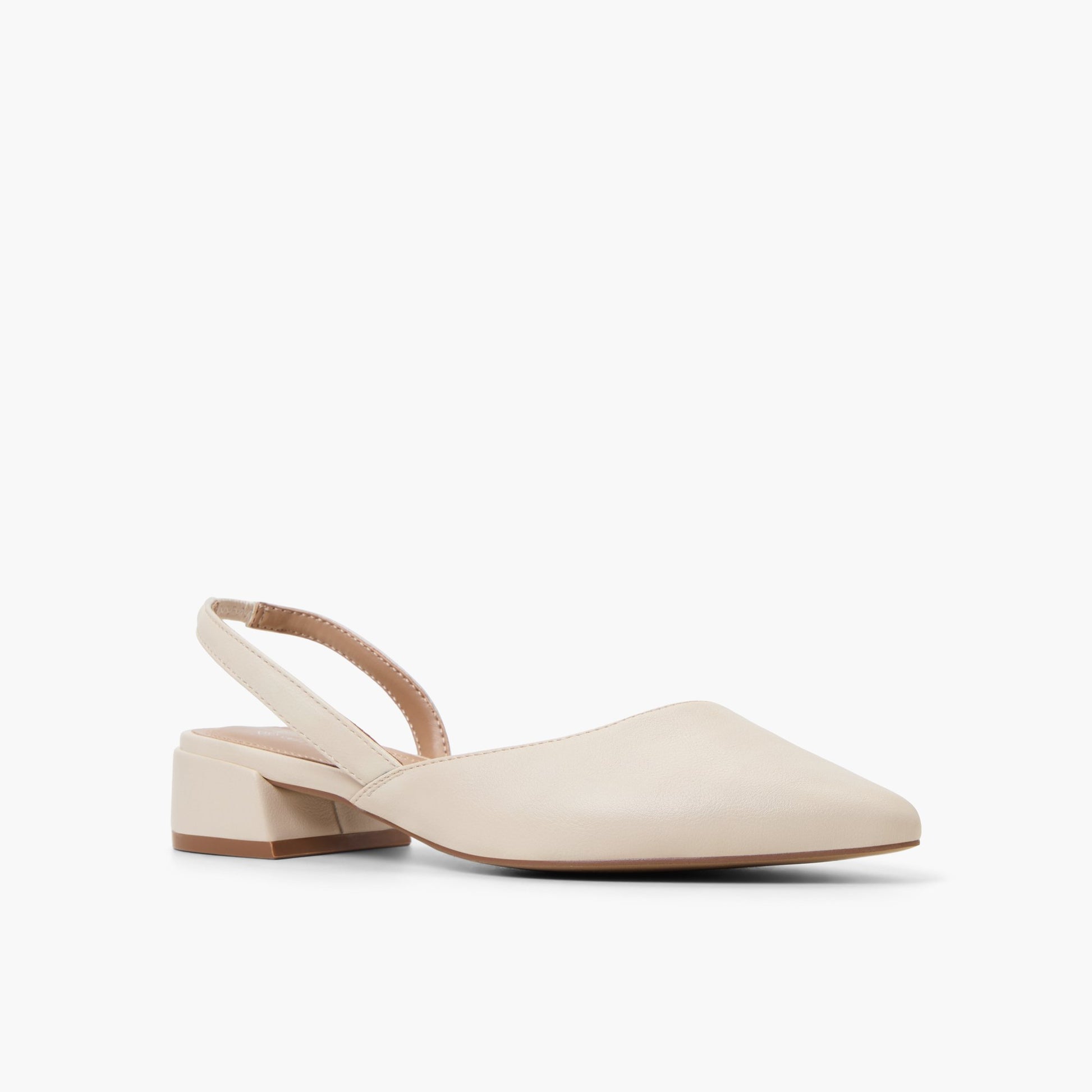 Three-quarter angle of Bone Sundayy Slingback Block Heels's front side