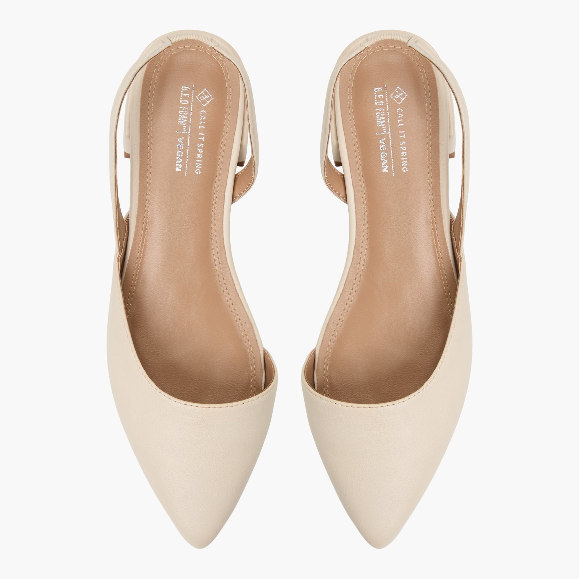 Top-down view of the Bone Sundayy Slingback Block Heels