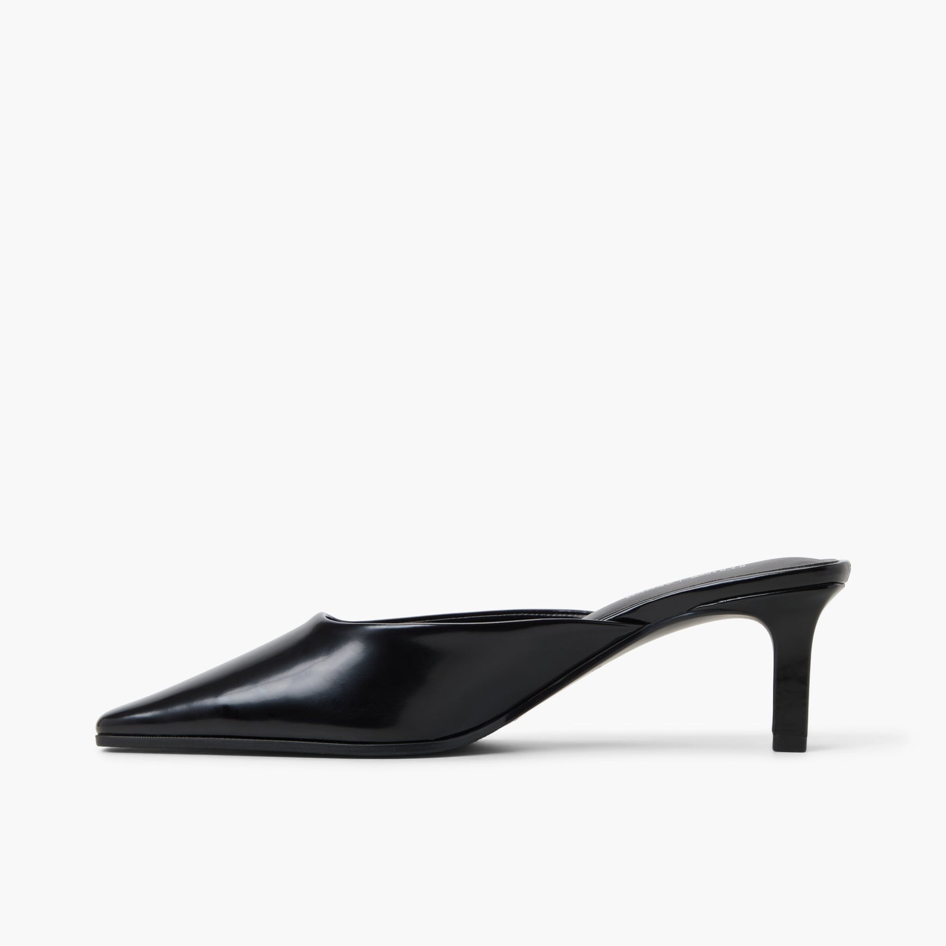 Side view of Black Zahraa Mid-Heel Mules
