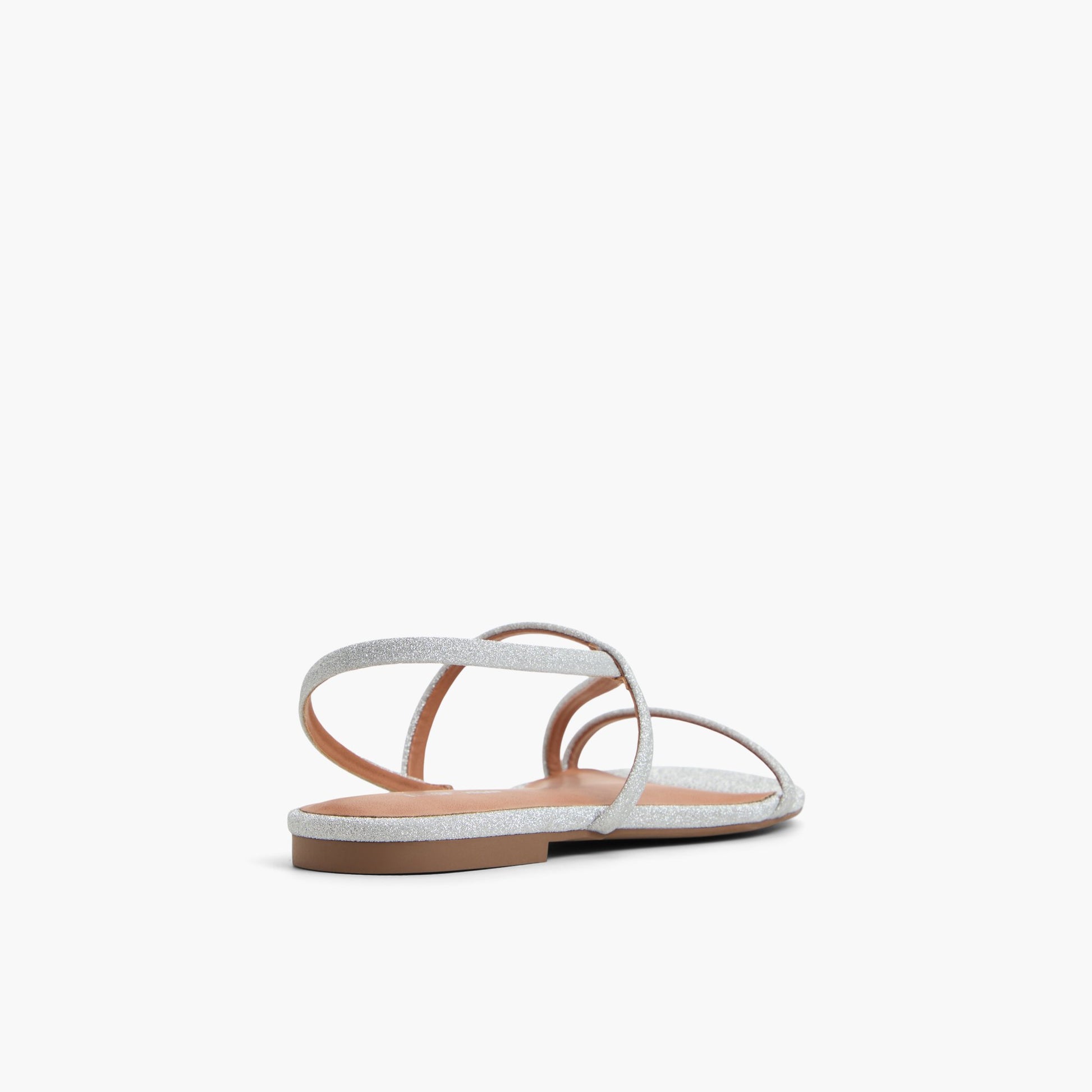 Three-quarter angle of Silver Zerah Strappy Slingback Sandals's back side