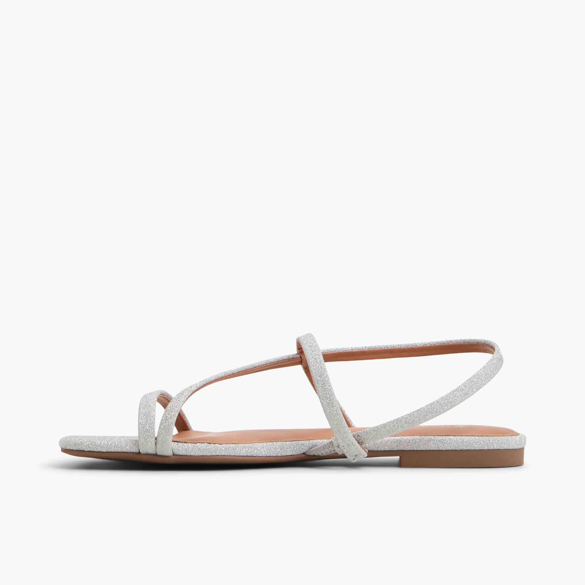 Side view of Silver Zerah Strappy Slingback Sandals