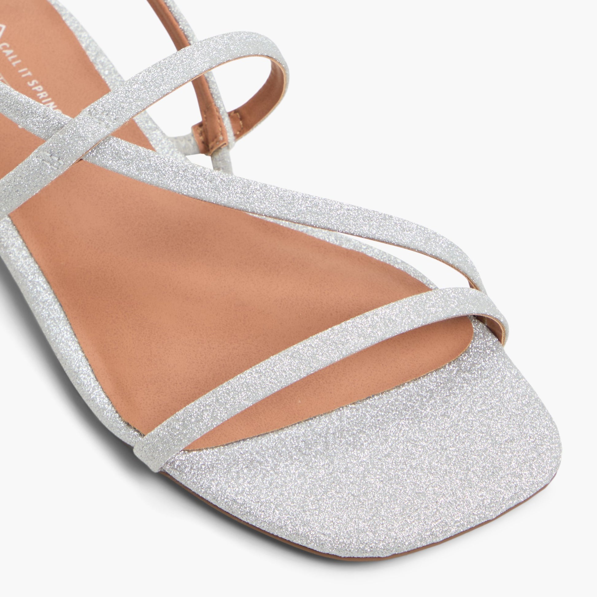 Close-up of the Silver Zerah Strappy Slingback Sandals
