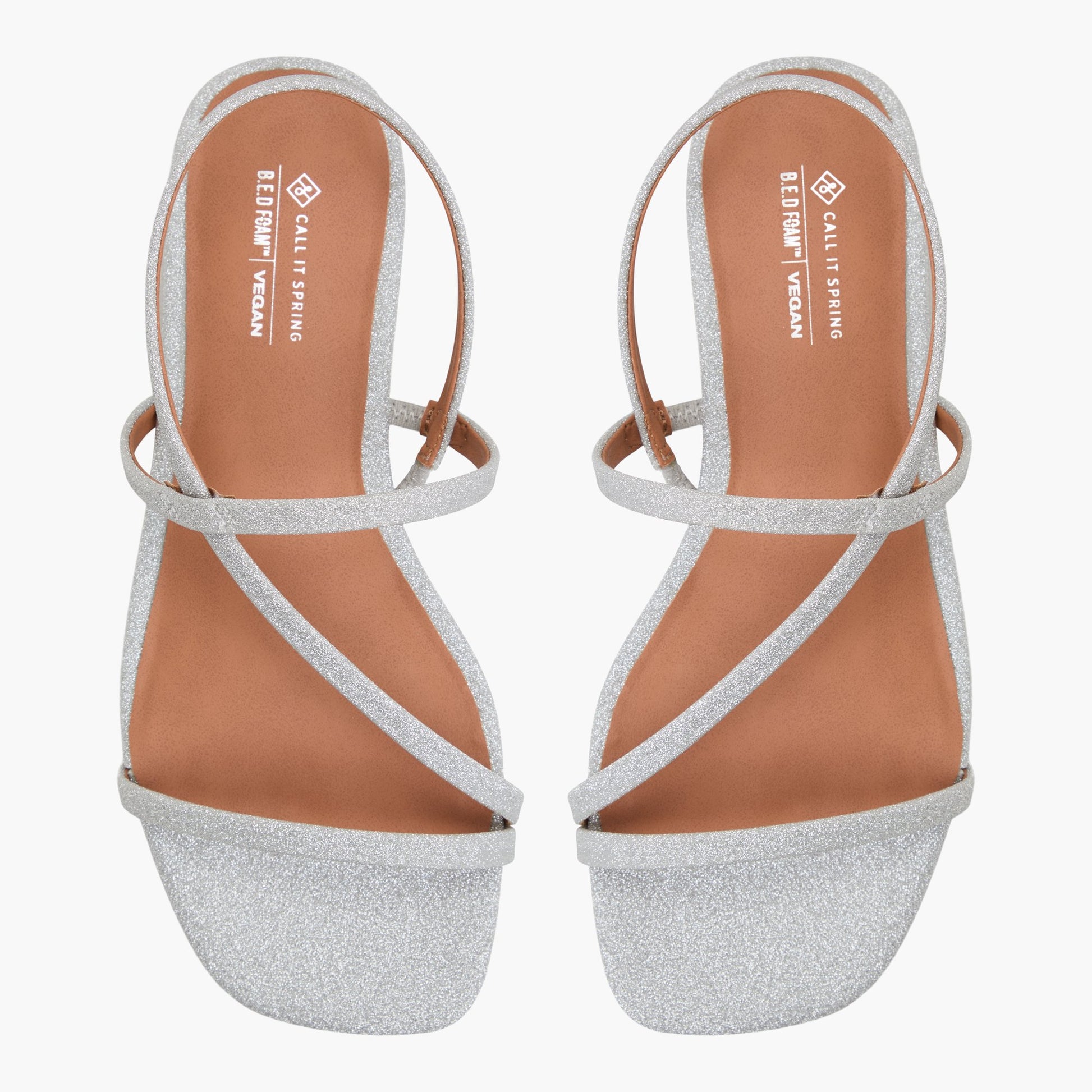 Top-down view of the Silver Zerah Strappy Slingback Sandals