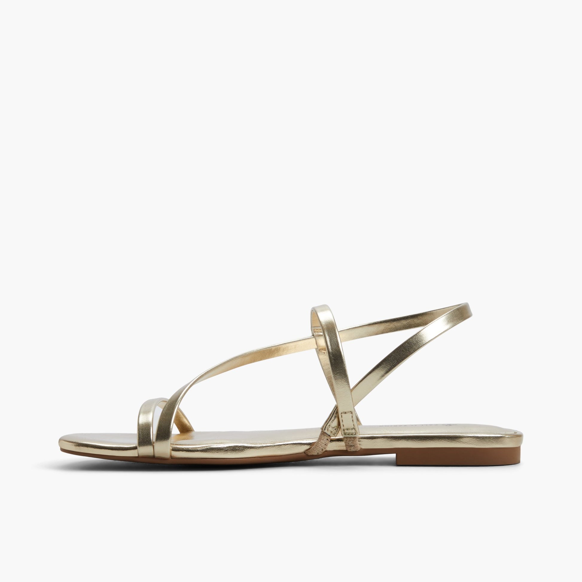 Side view of Gold Zerah Strappy Slingback Sandals
