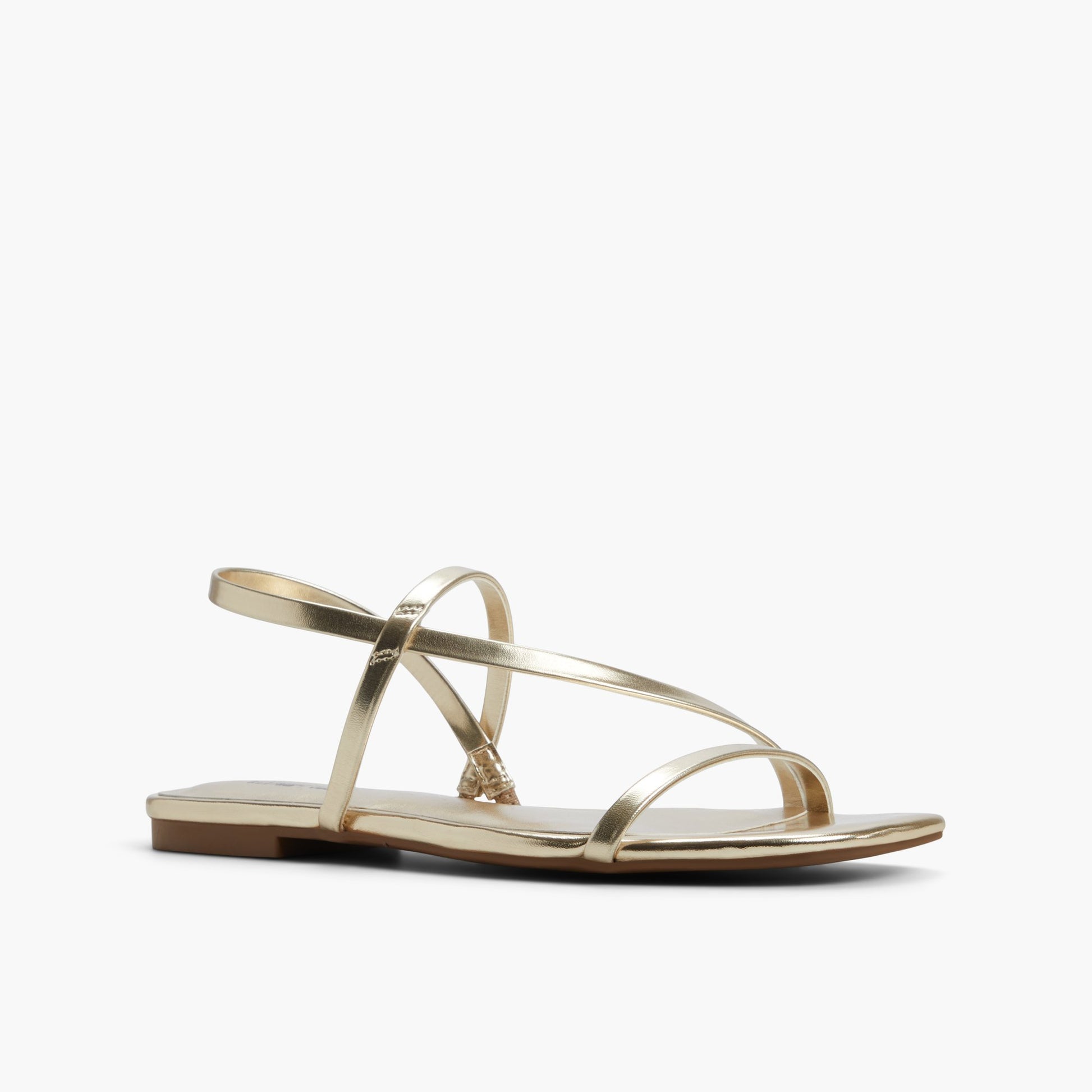 Three-quarter angle of Gold Zerah Strappy Slingback Sandals's front side