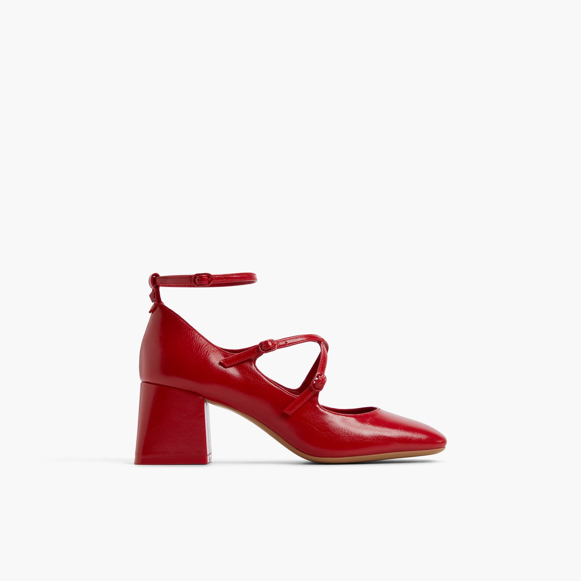 Main View of Red Saffii Block Heel Mary Janes for Womens