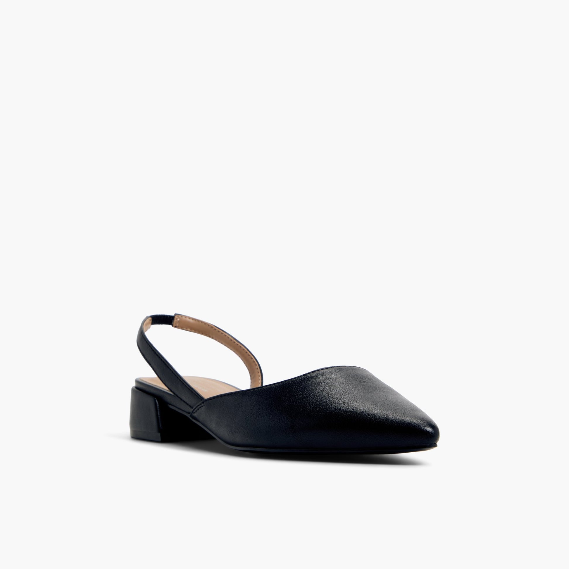 Test FR:Three-quarter angle of Noir Sundayy talons bloc à bride's front side