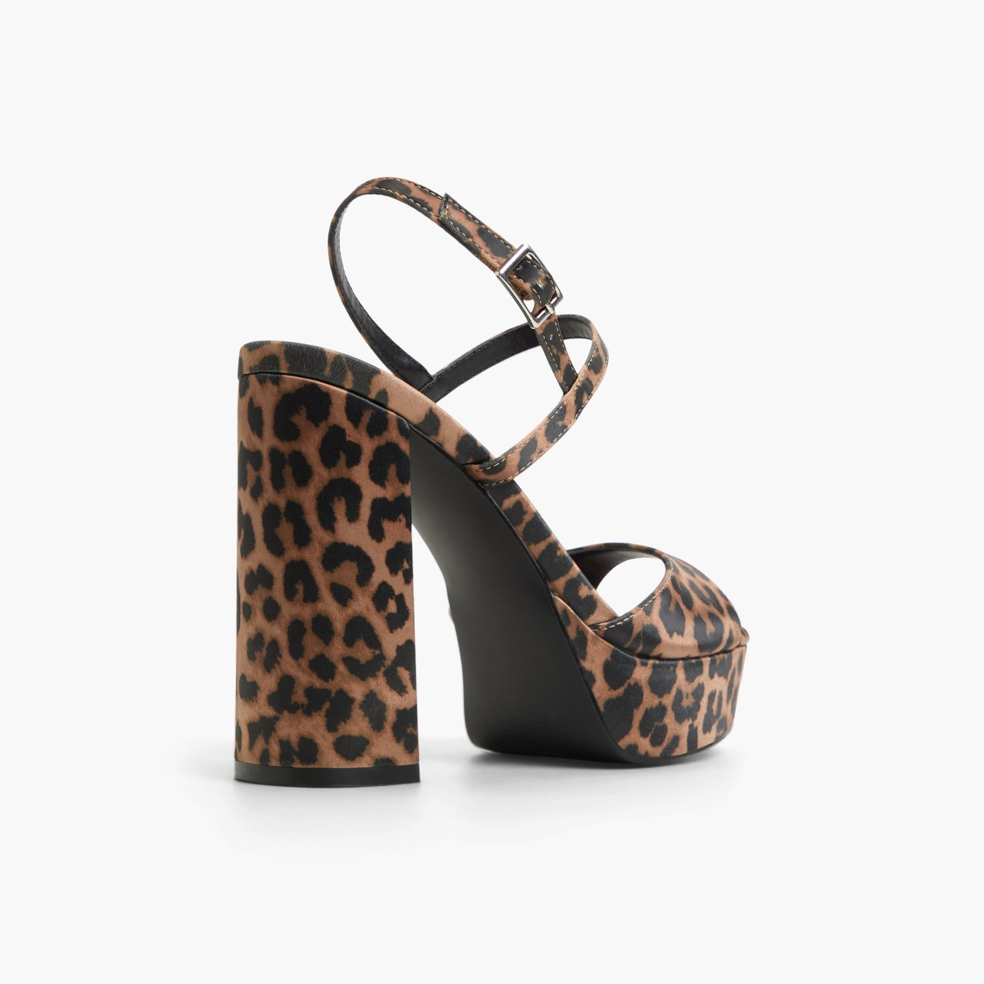 Three-quarter angle of Brown Multi Fiercee Platform Block Heel Sandals's back side