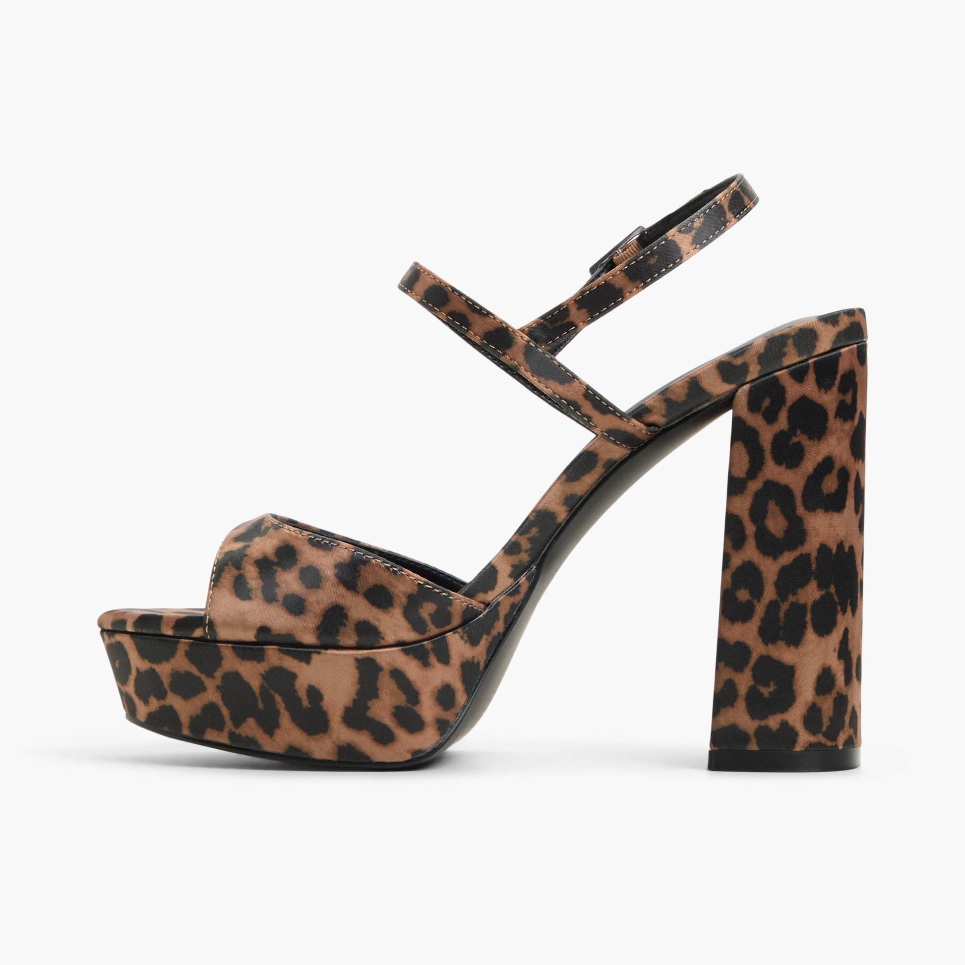 Side view of Brown Multi Fiercee Platform Block Heel Sandals