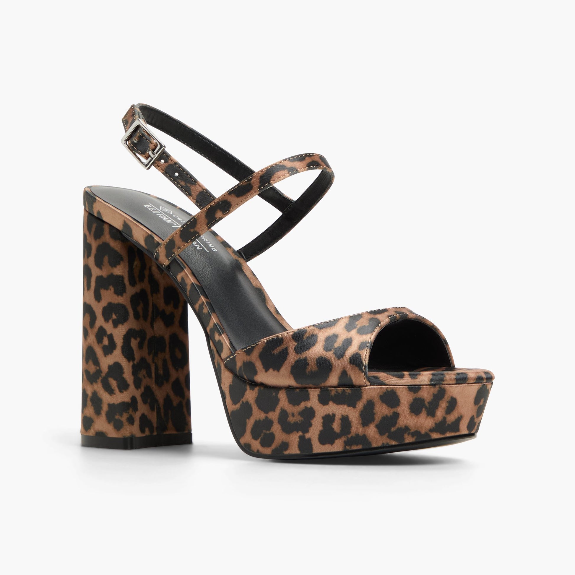 Three-quarter angle of Brown Multi Fiercee Platform Block Heel Sandals's front side