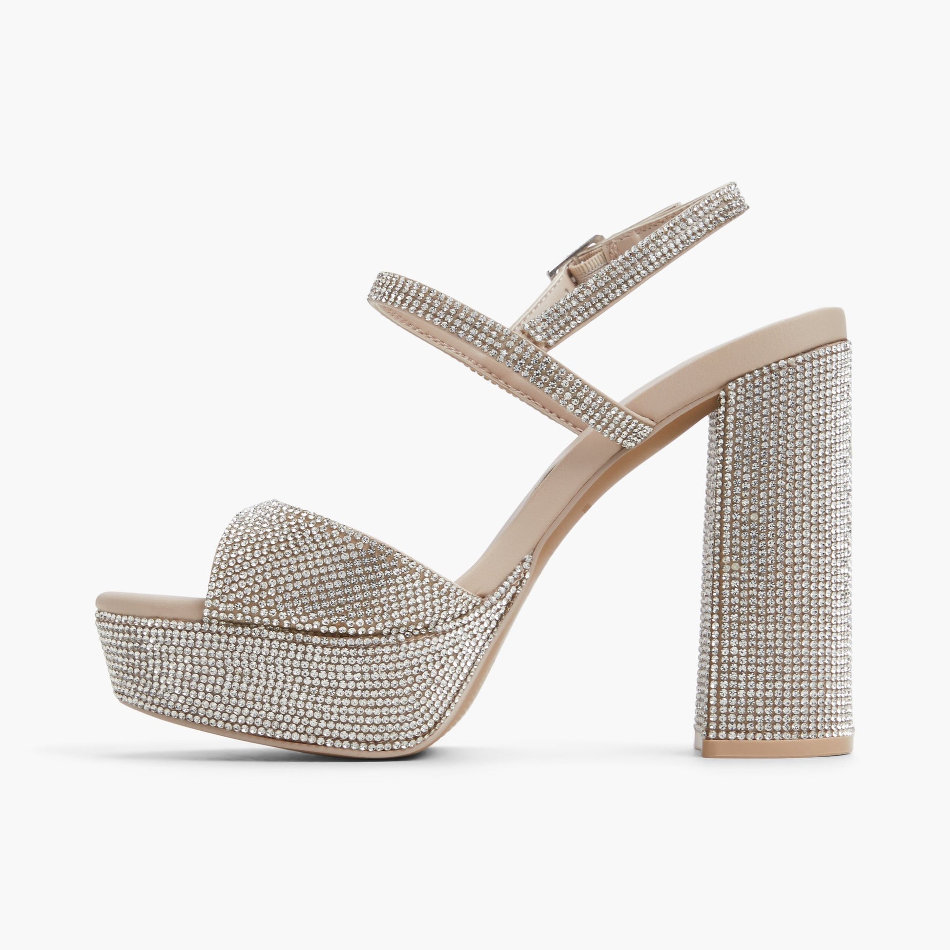 Side view of Bone Fiercee Platform Block Heel Sandals