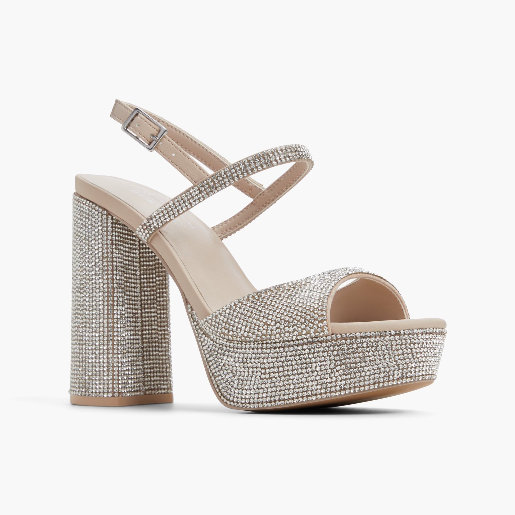 Three-quarter angle of Bone Fiercee Platform Block Heel Sandals's front side