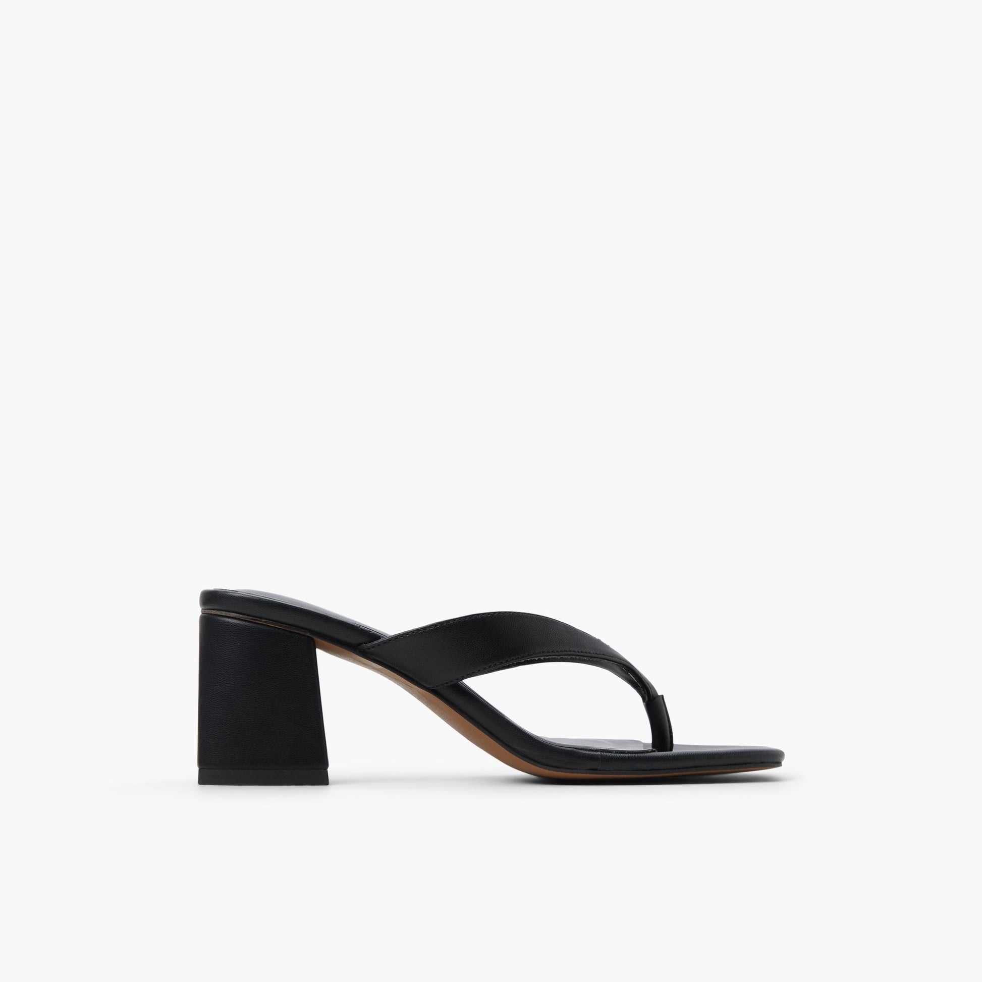 Main View of Black Calii Block  Heel Thong Sandals for Womens