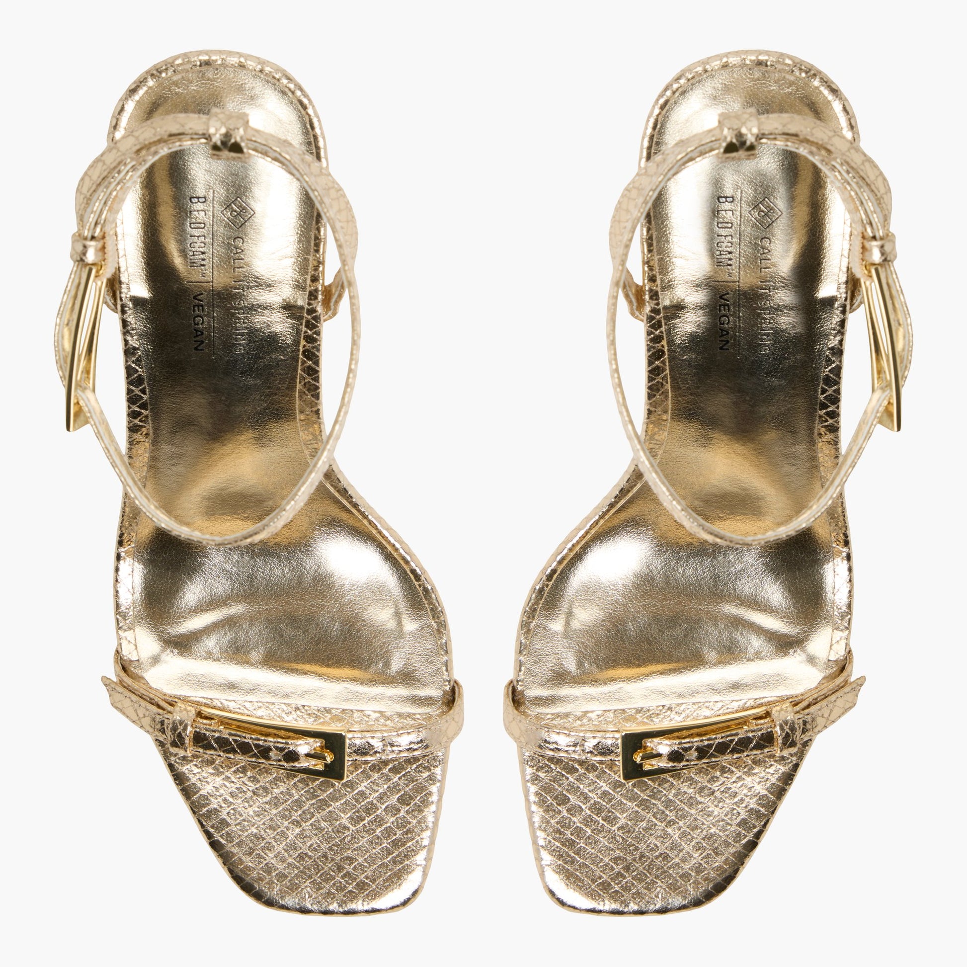 Top-down view of the Gold Kenzzie High Heel Sandals
