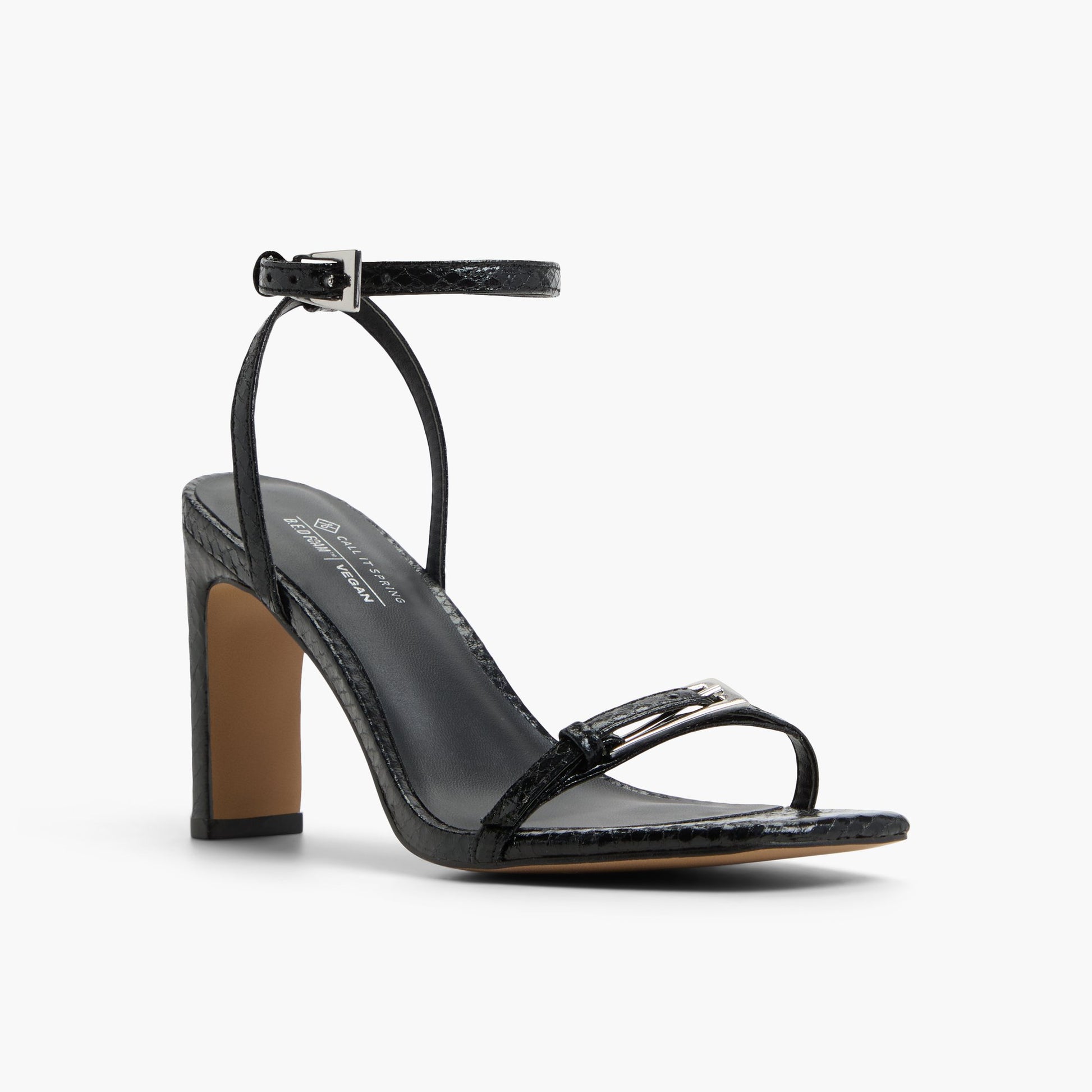Three-quarter angle of Black Kenzzie High Heel Sandals's front side