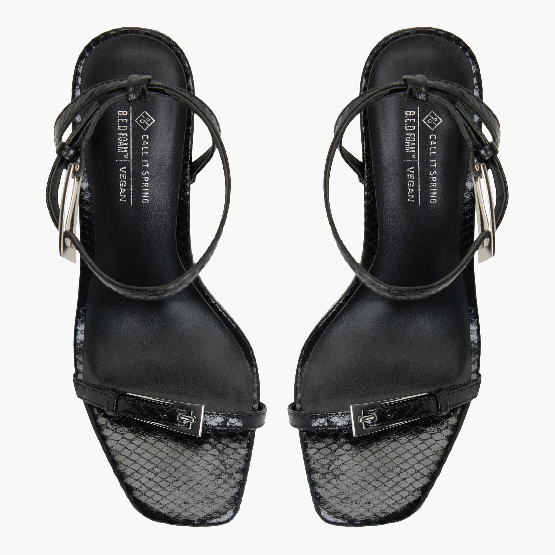 Top-down view of the Black Kenzzie High Heel Sandals