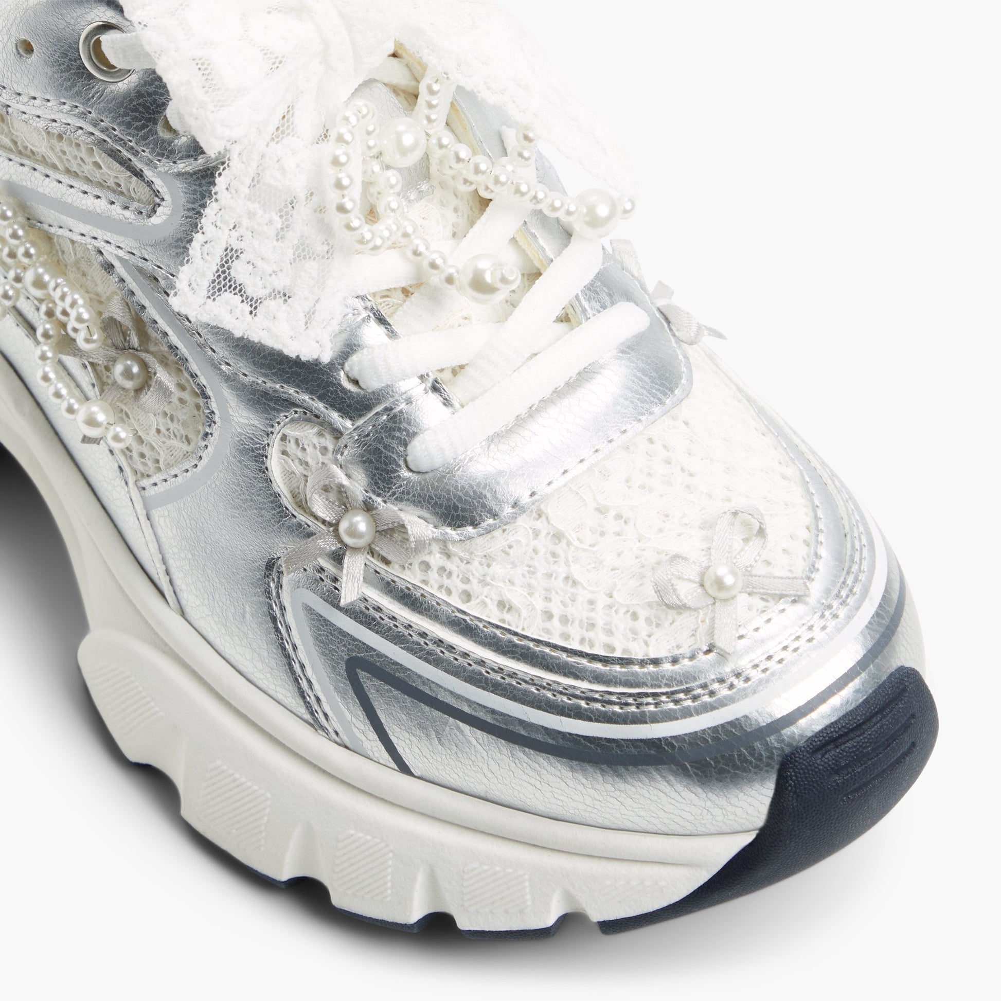 Close-up of the Silver Graciemay Low-Top Sneakers