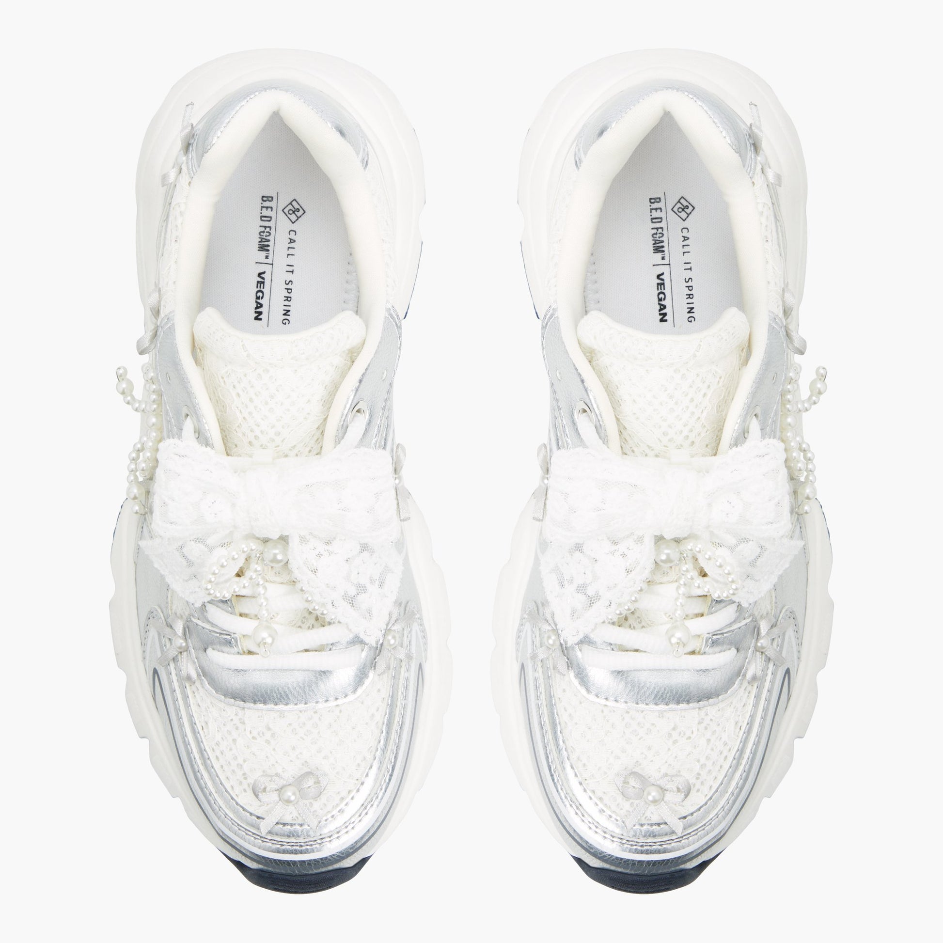 Top-down view of the Silver Graciemay Low-Top Sneakers