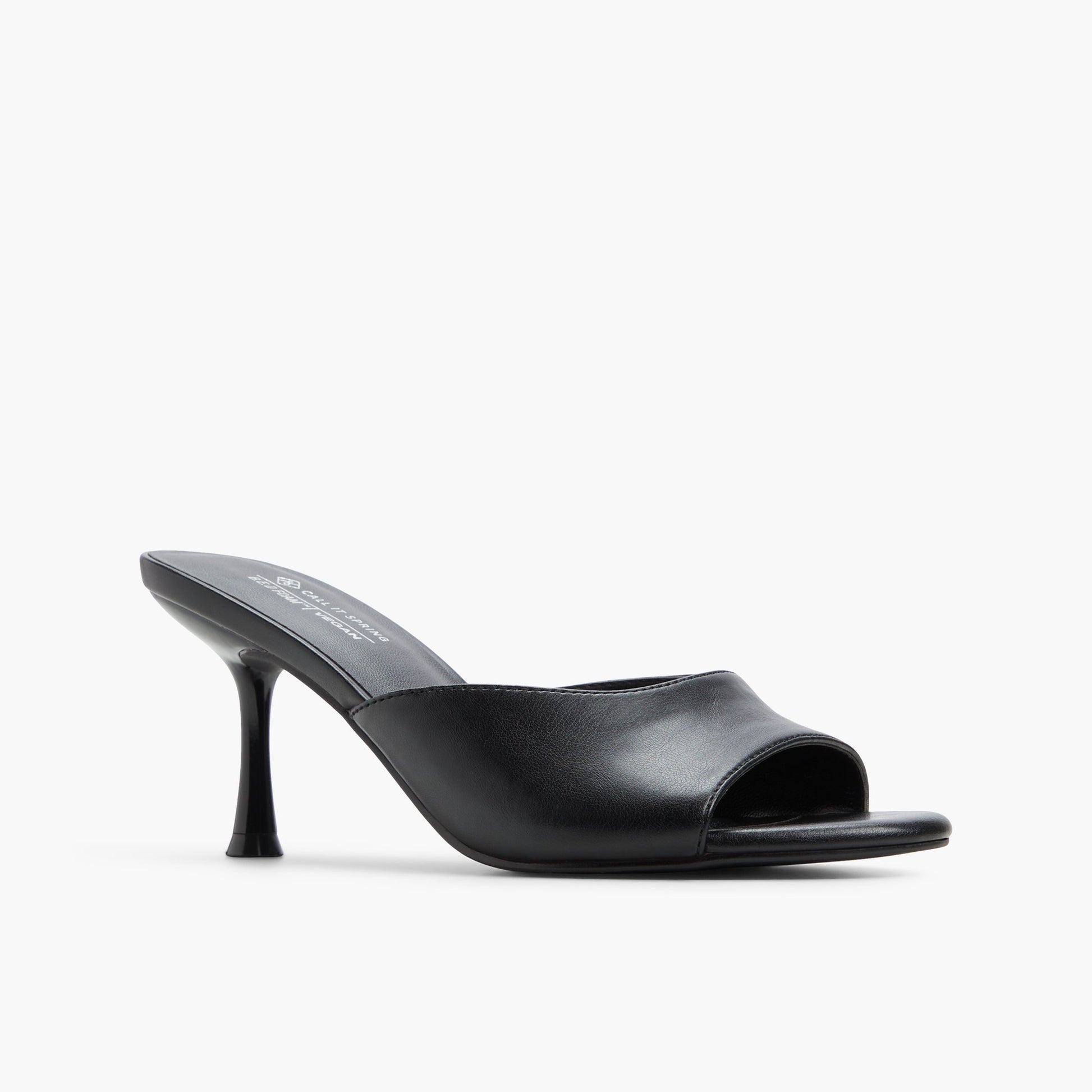 Three-quarter angle of Black Isolaa Mule Sandals's front side