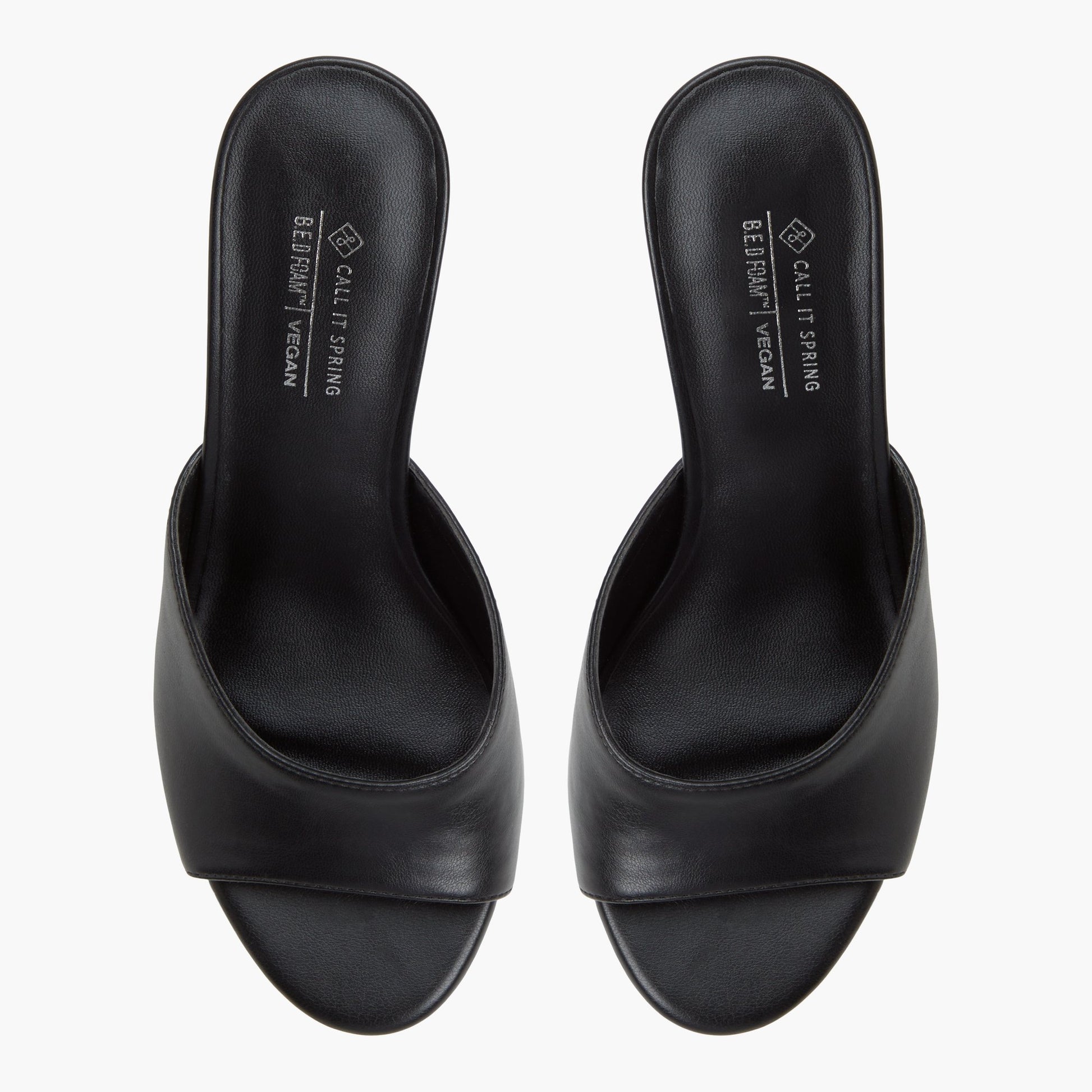 Top-down view of the Black Isolaa Mule Sandals
