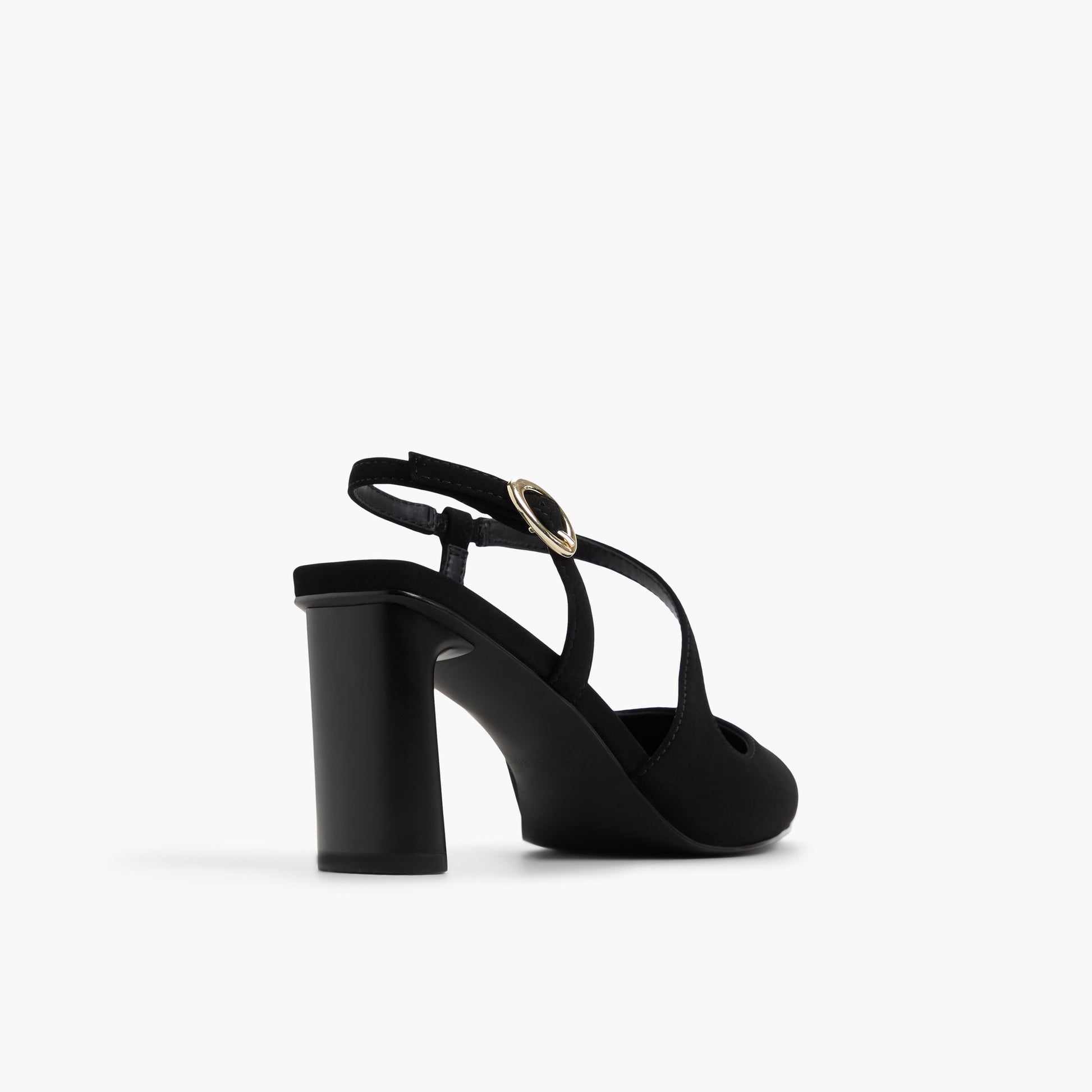 Three-quarter angle of Black Novaah Slingback Heels's back side