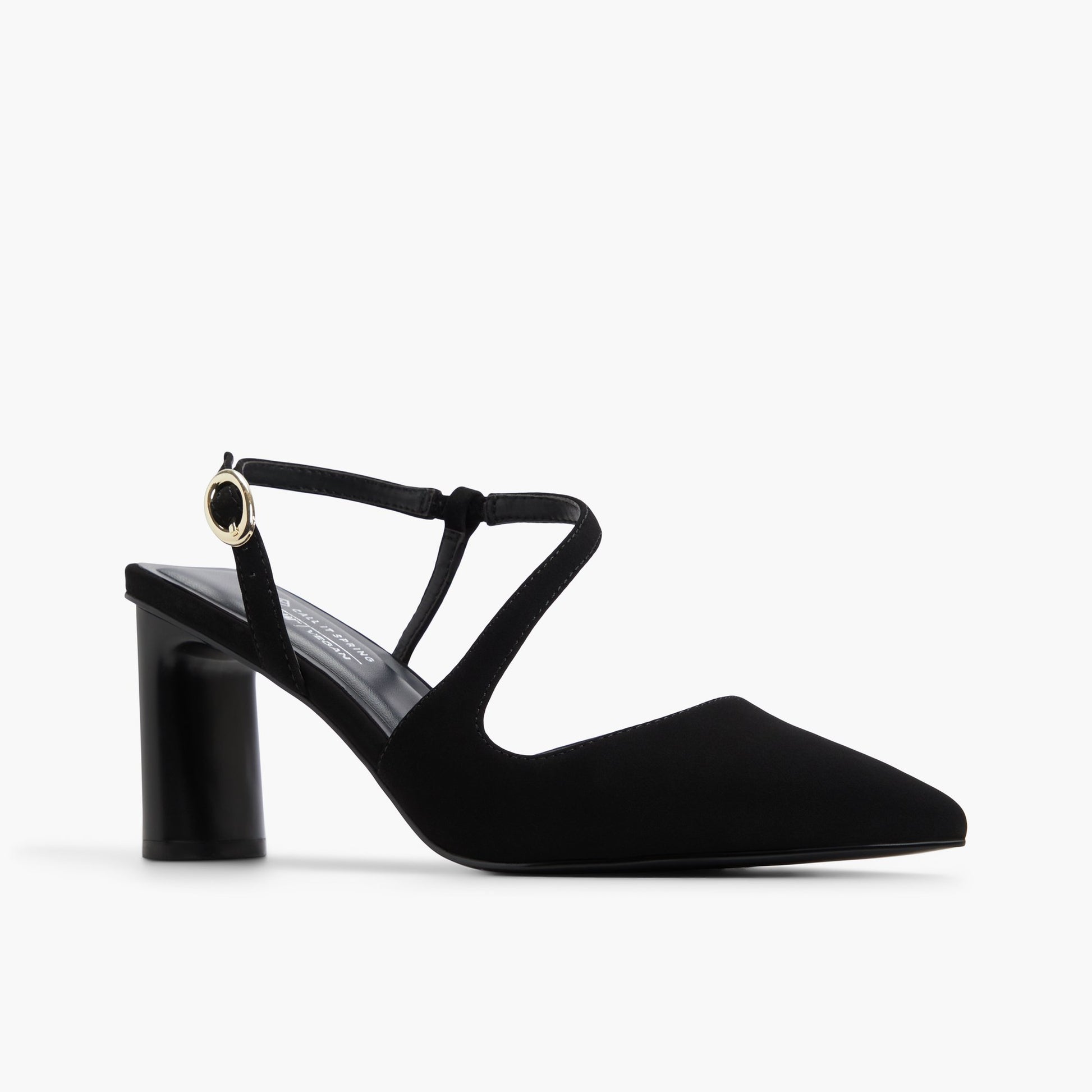 Three-quarter angle of Black Novaah Slingback Heels's front side