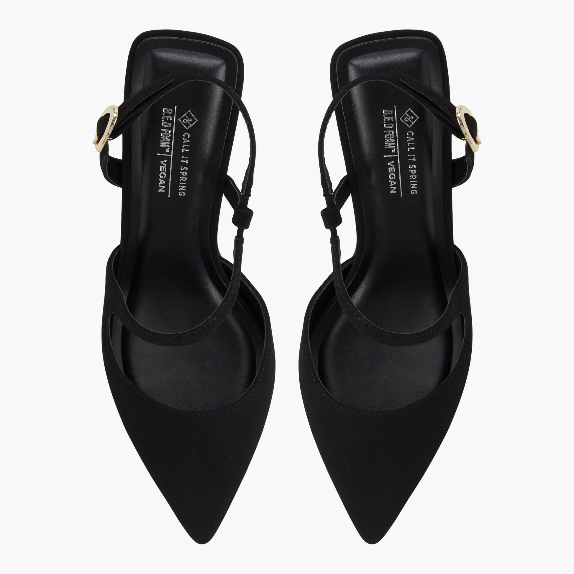 Top-down view of the Black Novaah Slingback Heels