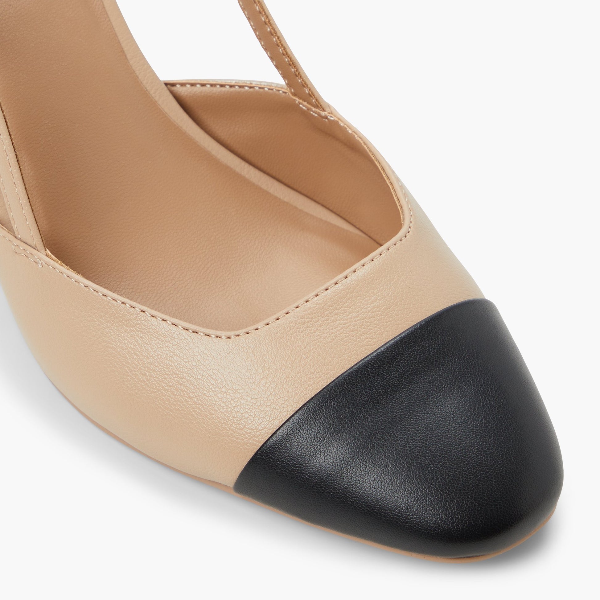 Close-up of the Other Beige Winsloww Slingback Block Heels